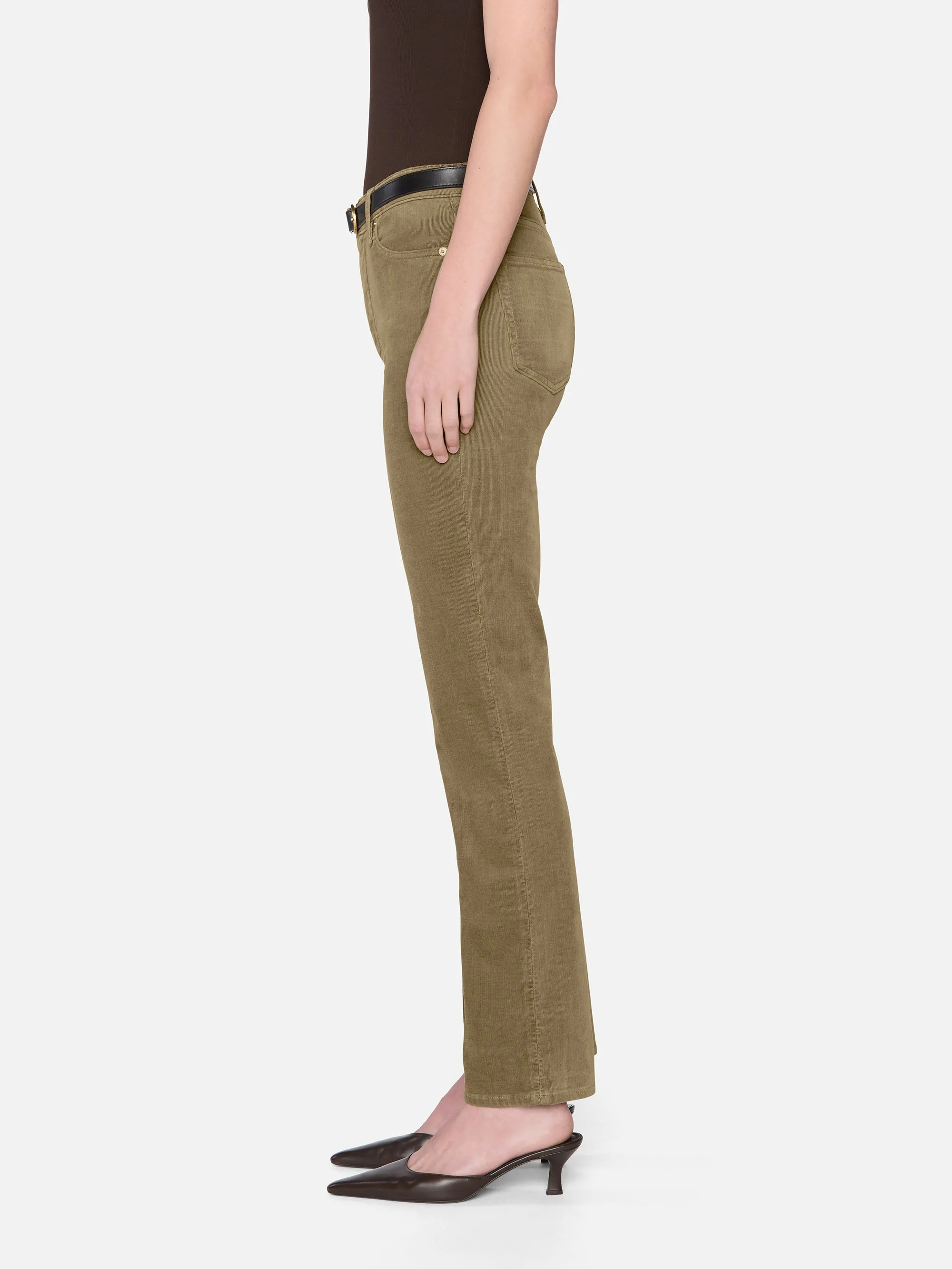 Le Pantalon droit élégant en velours côtelé - Beige clair