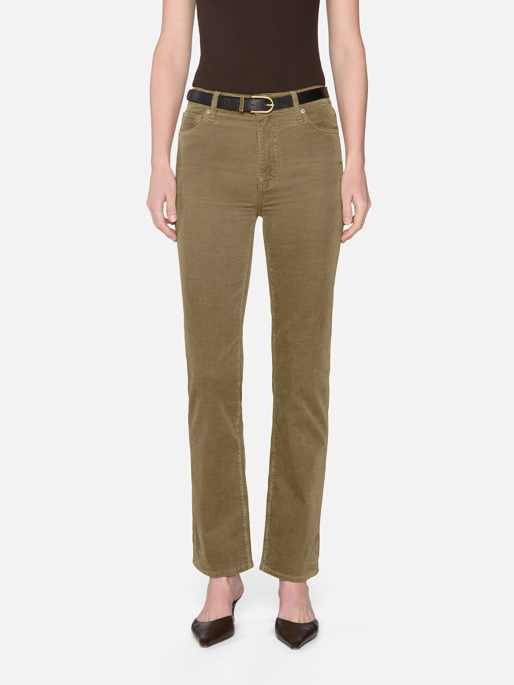 Le Pantalon droit élégant en velours côtelé - Beige clair