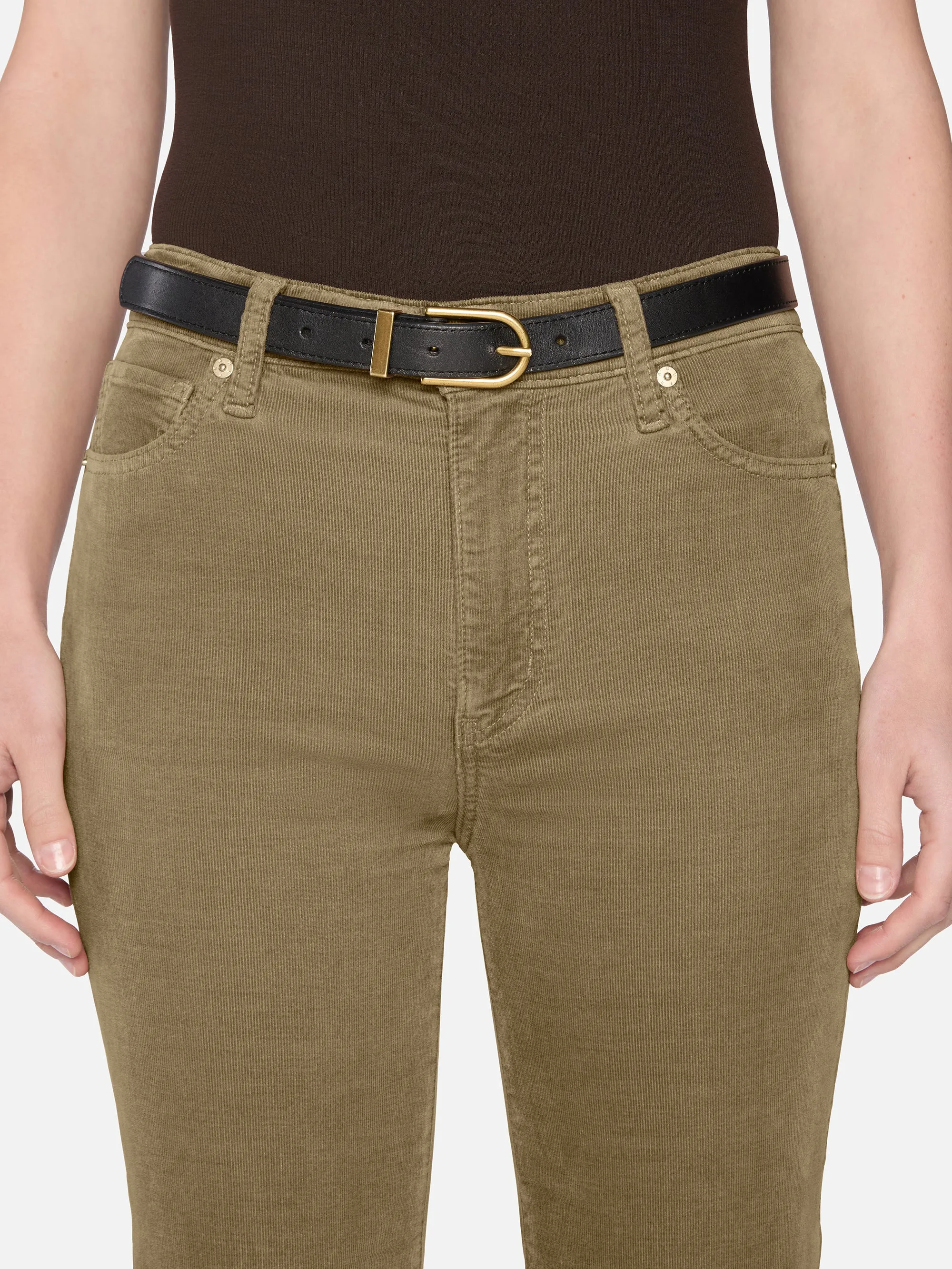 Le Pantalon droit élégant en velours côtelé - Beige clair