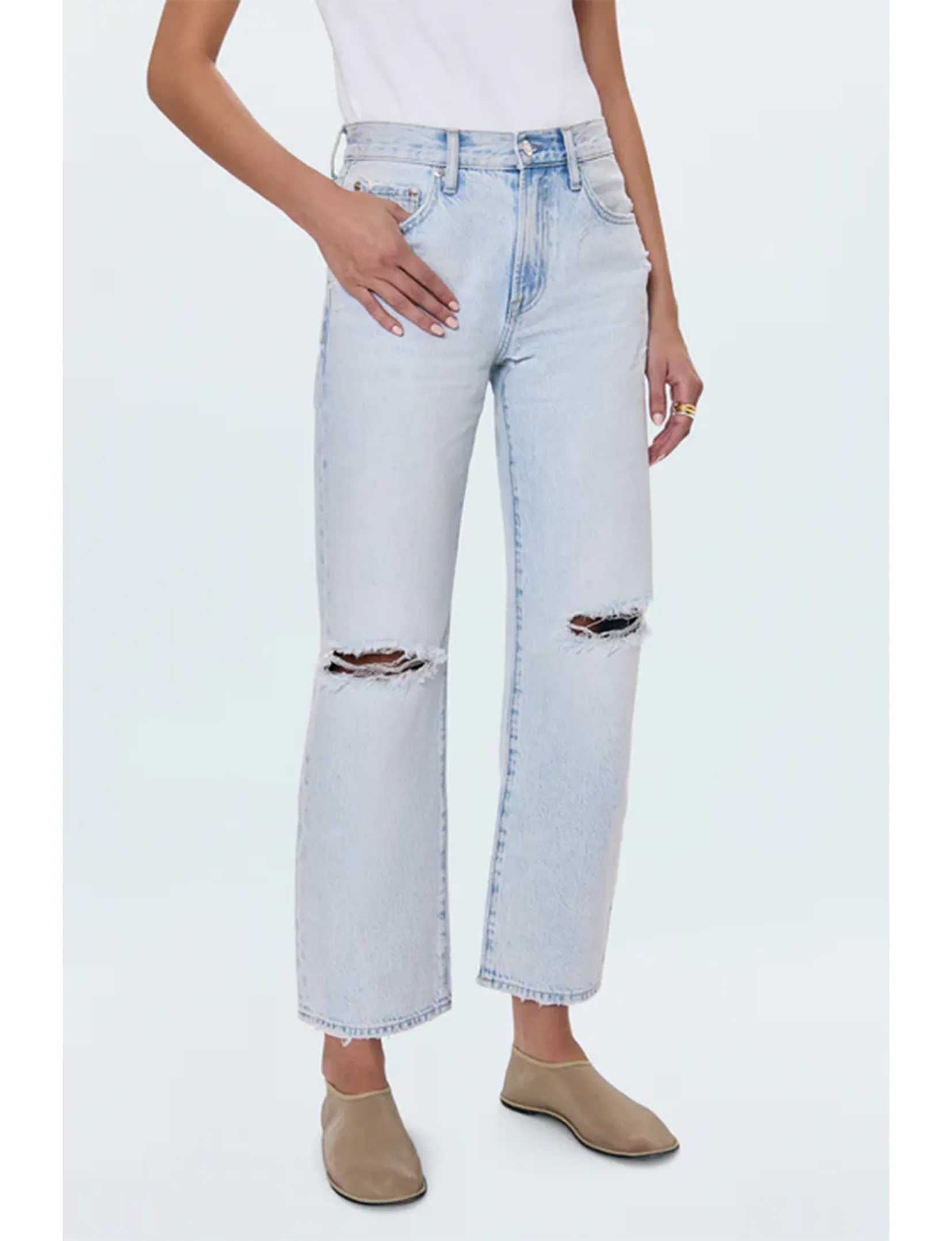 Lexi Relaxed Straight Jeans, Vêtements Solstice Effilochés_pistola