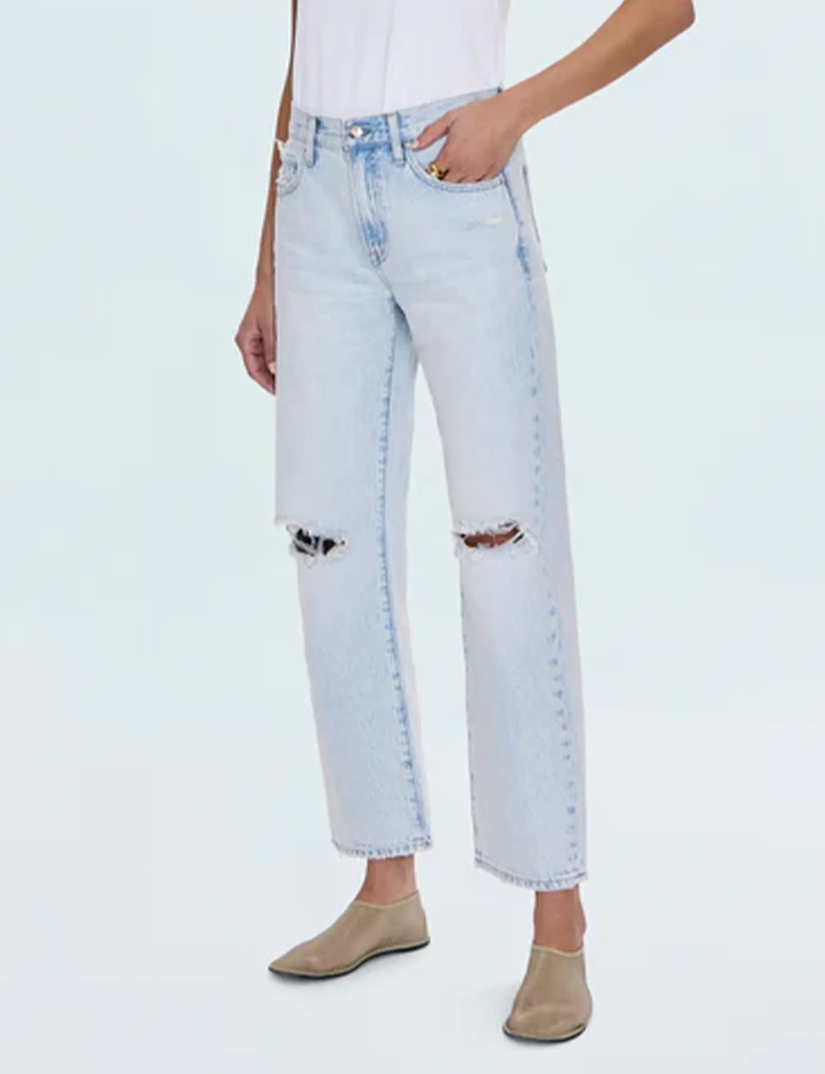 Lexi Relaxed Straight Jeans, Vêtements Solstice Effilochés_pistola