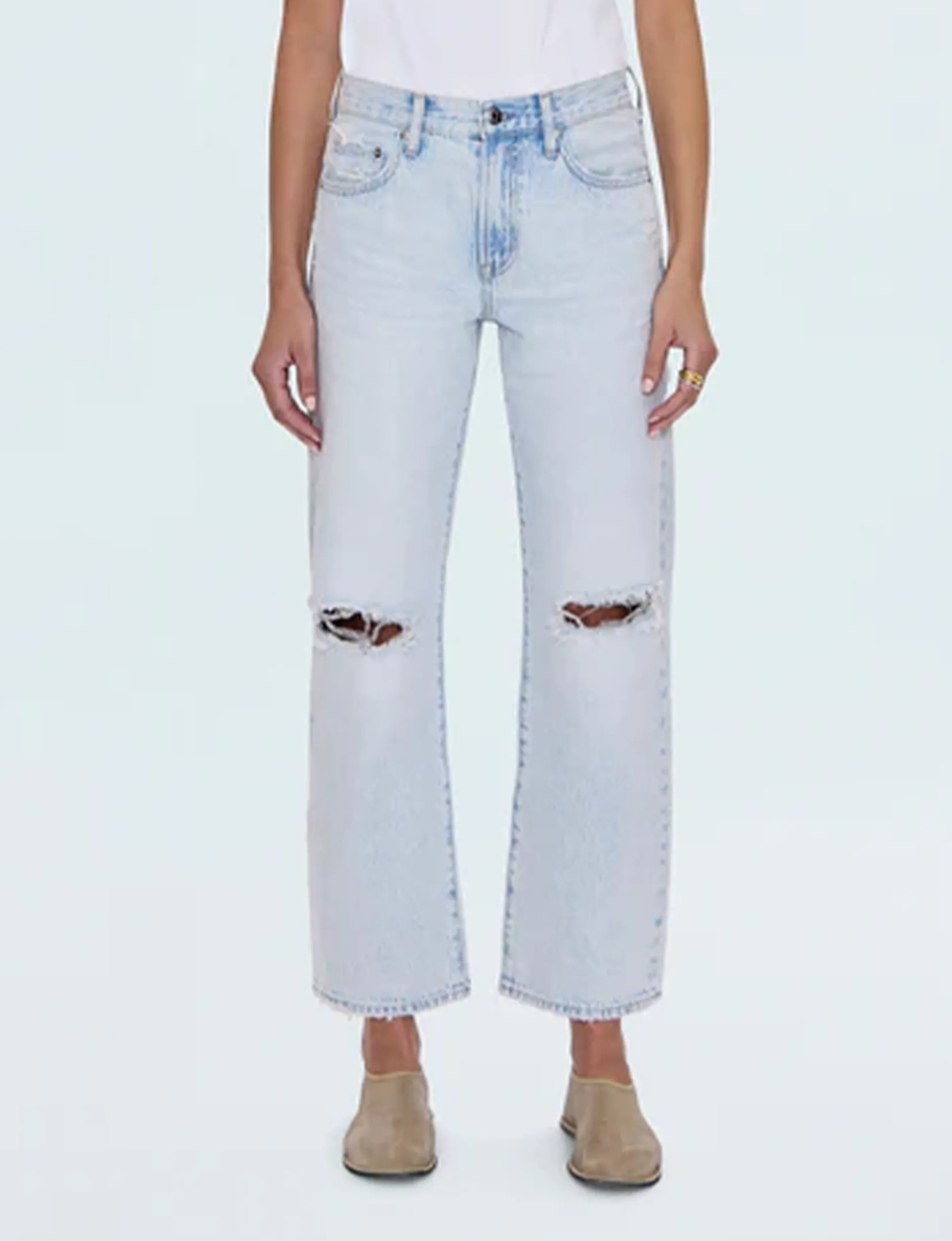 Lexi Relaxed Straight Jeans, Vêtements Solstice Effilochés_pistola