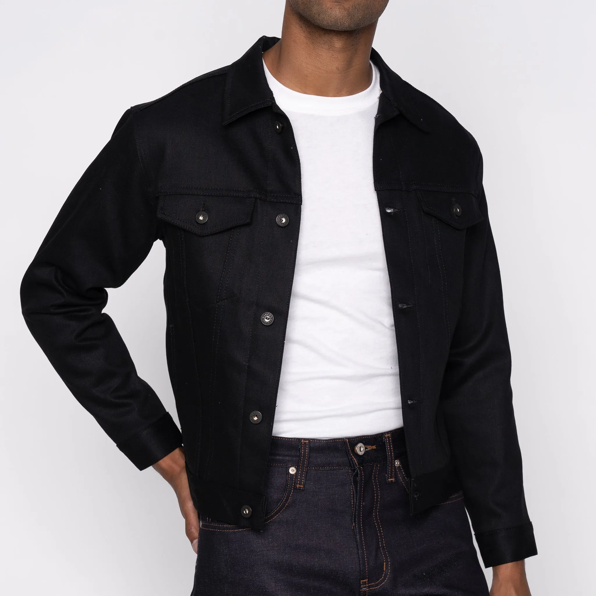 Veste en denim rayé - Selvedge noir uni