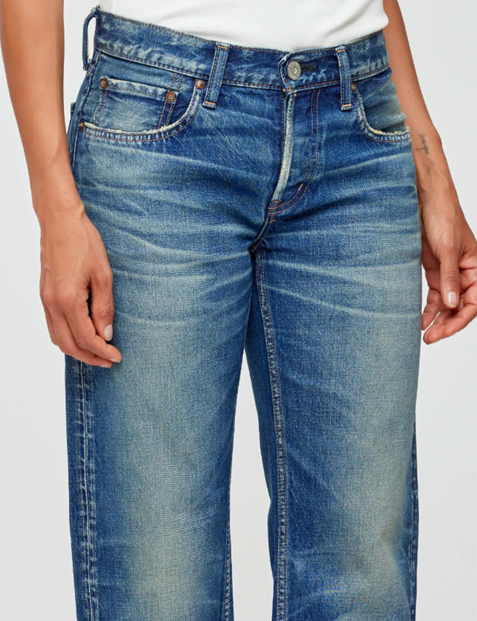 Pantalon droit Minneola à taille basse, bleu foncé - moussy