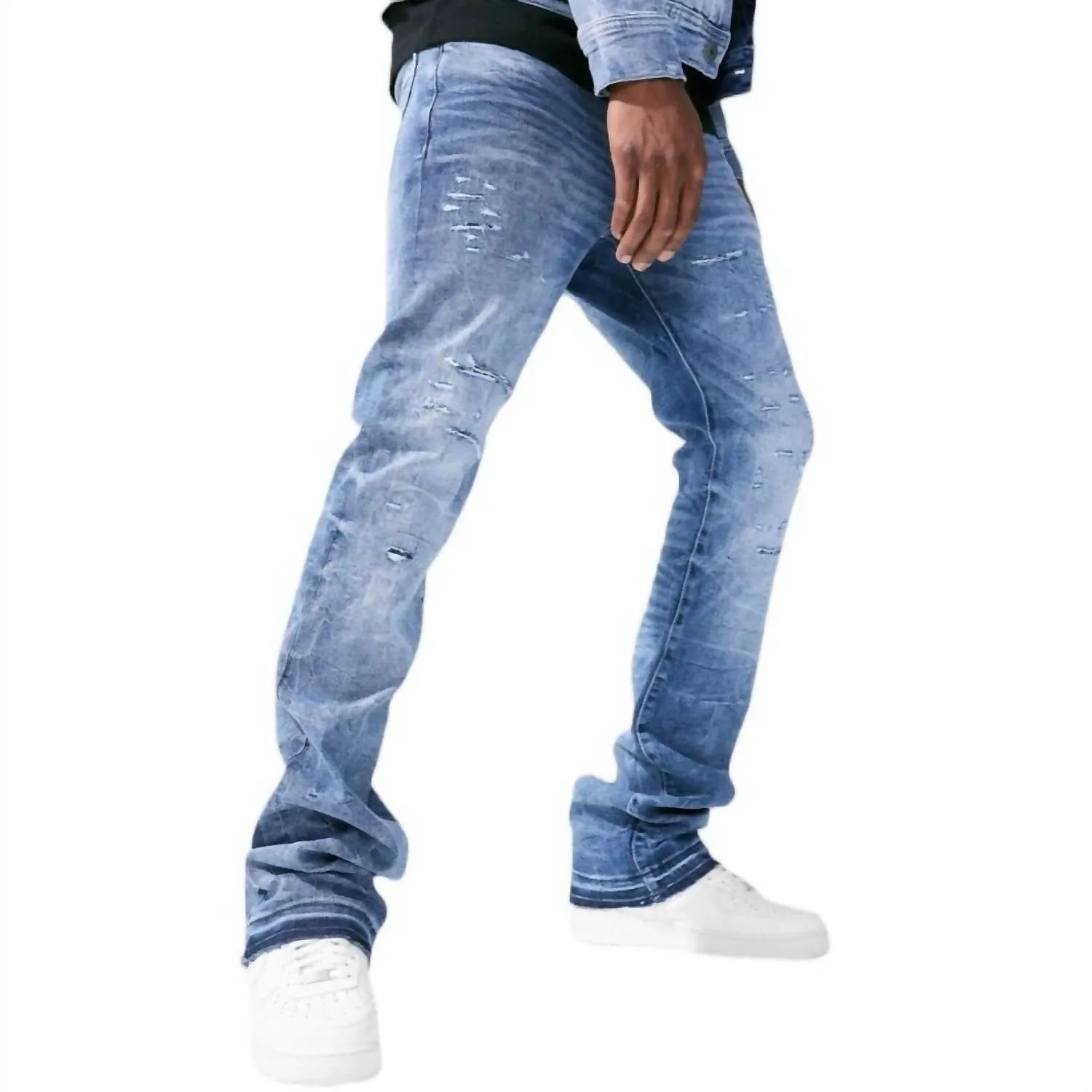 Martin Jean Desperado Empilé en Bleu Véritable