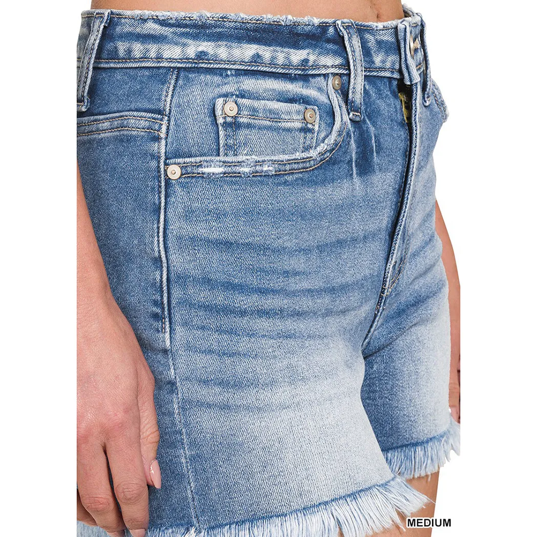 Short en jean délavé moyen