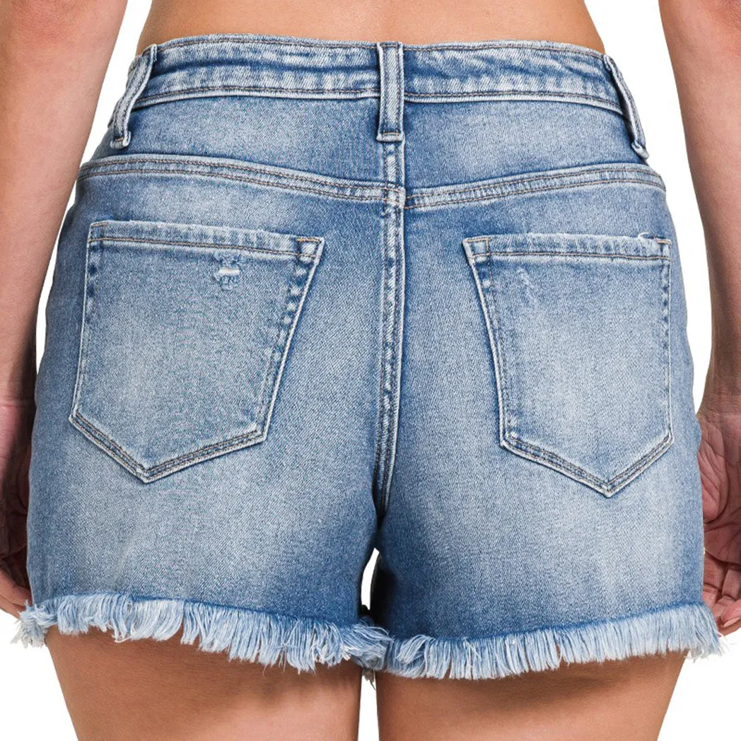 Short en jean délavé moyen
