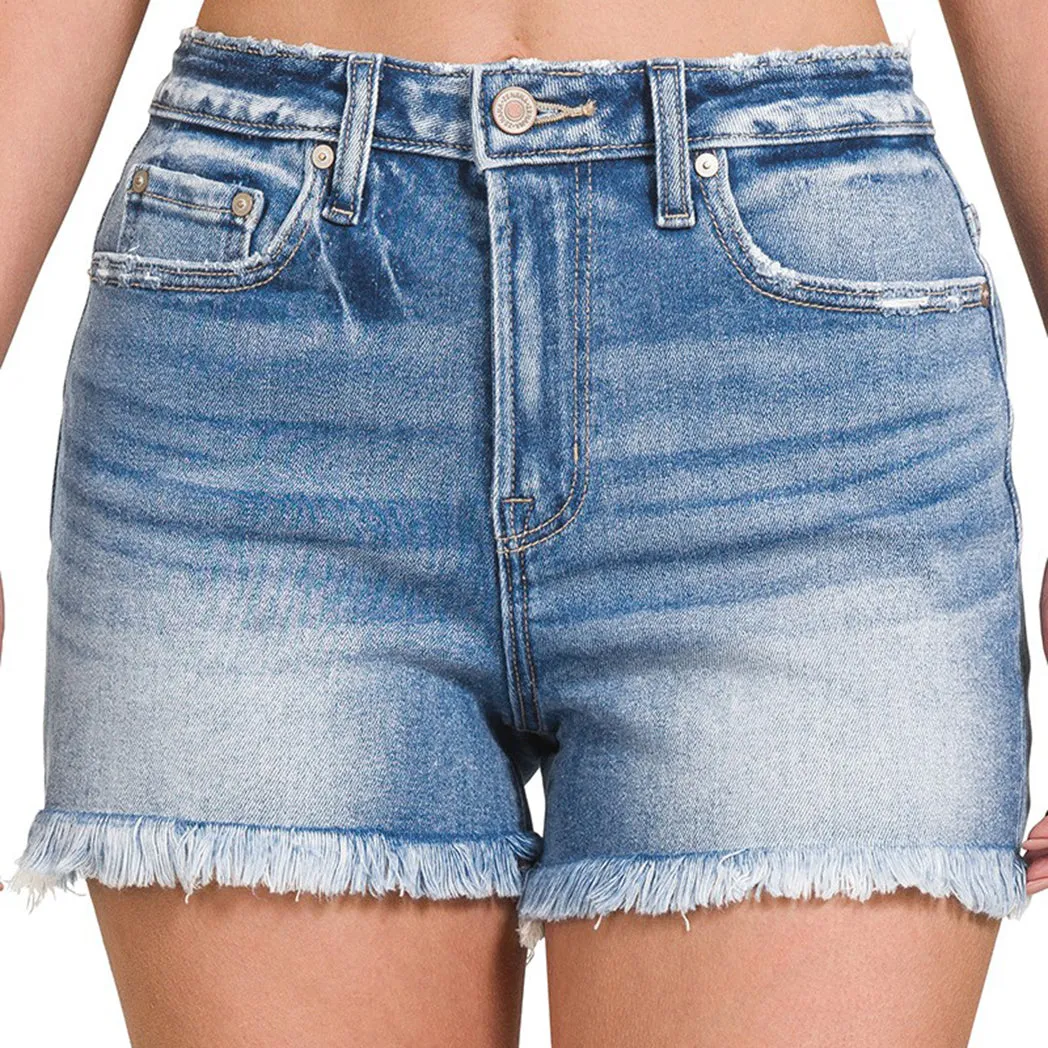Short en jean délavé moyen