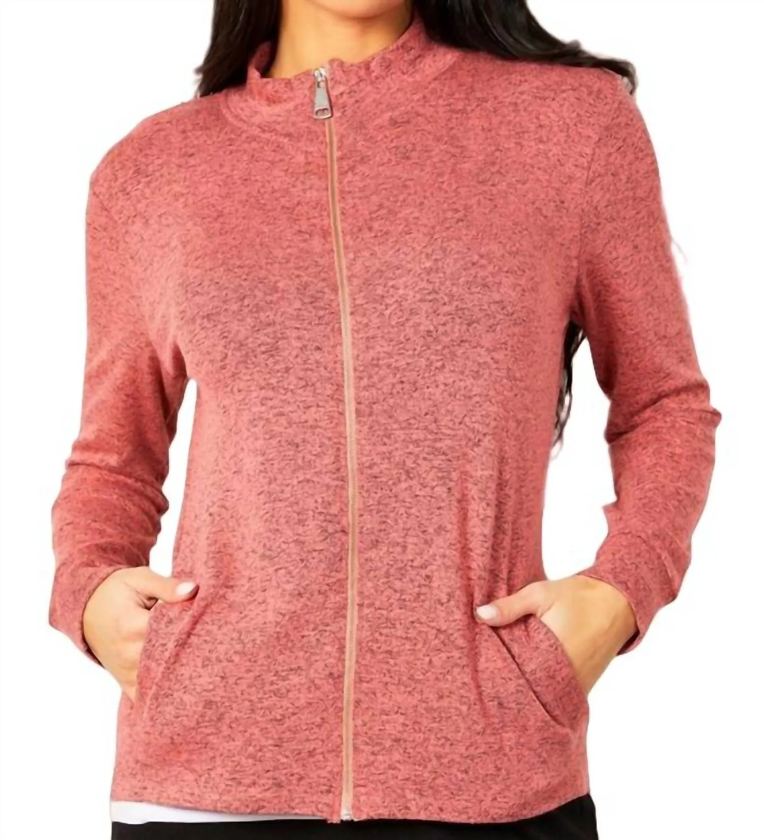 Veste Zip Mélange En Corail