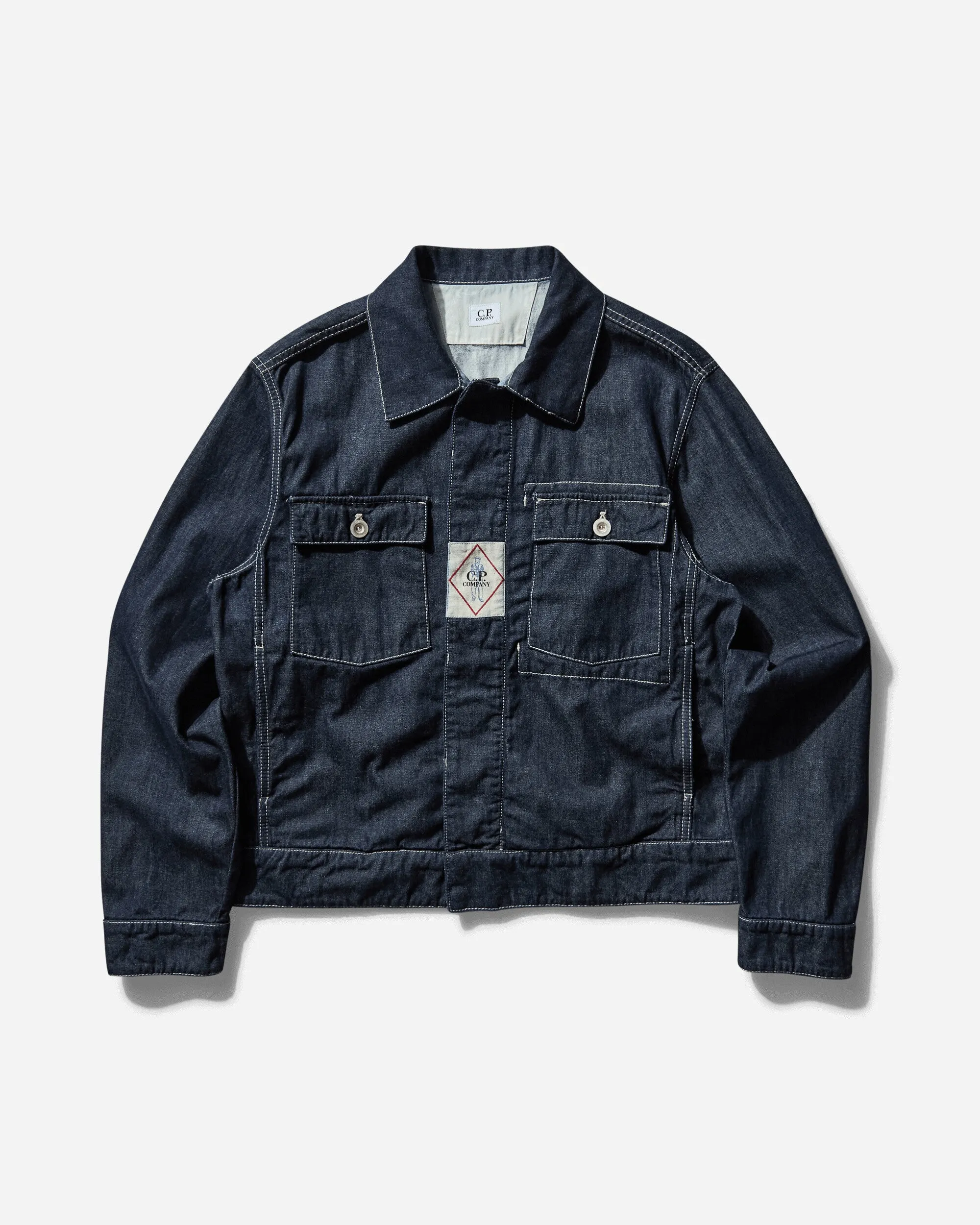 Veste courte en denim plaqué 3/1 bleu pour homme