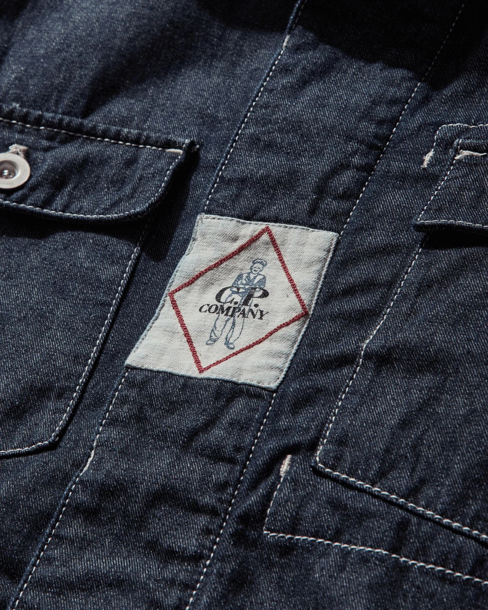 Veste courte en denim plaqué 3/1 bleu pour homme
