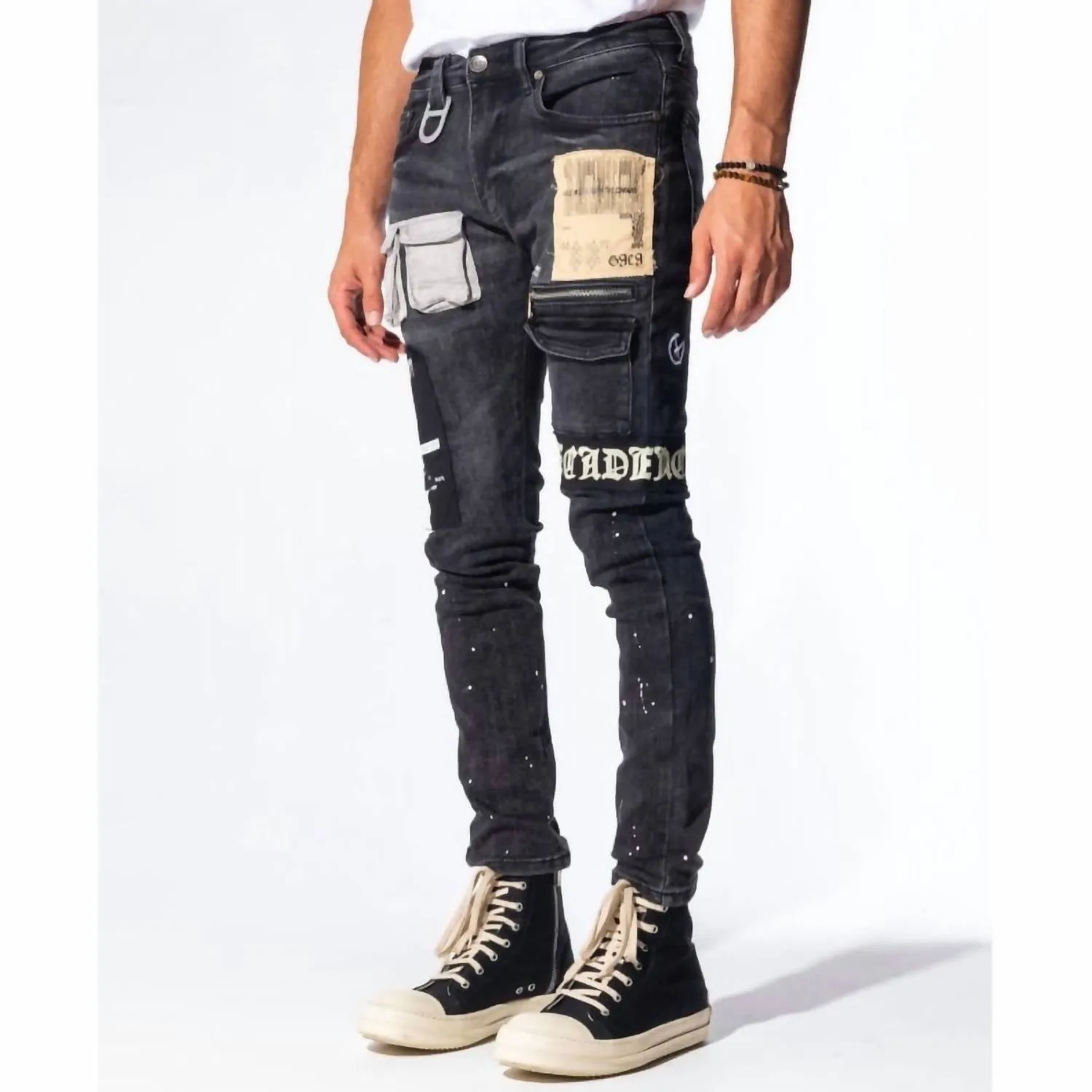 Jean délavé pour homme en noir intense/combo