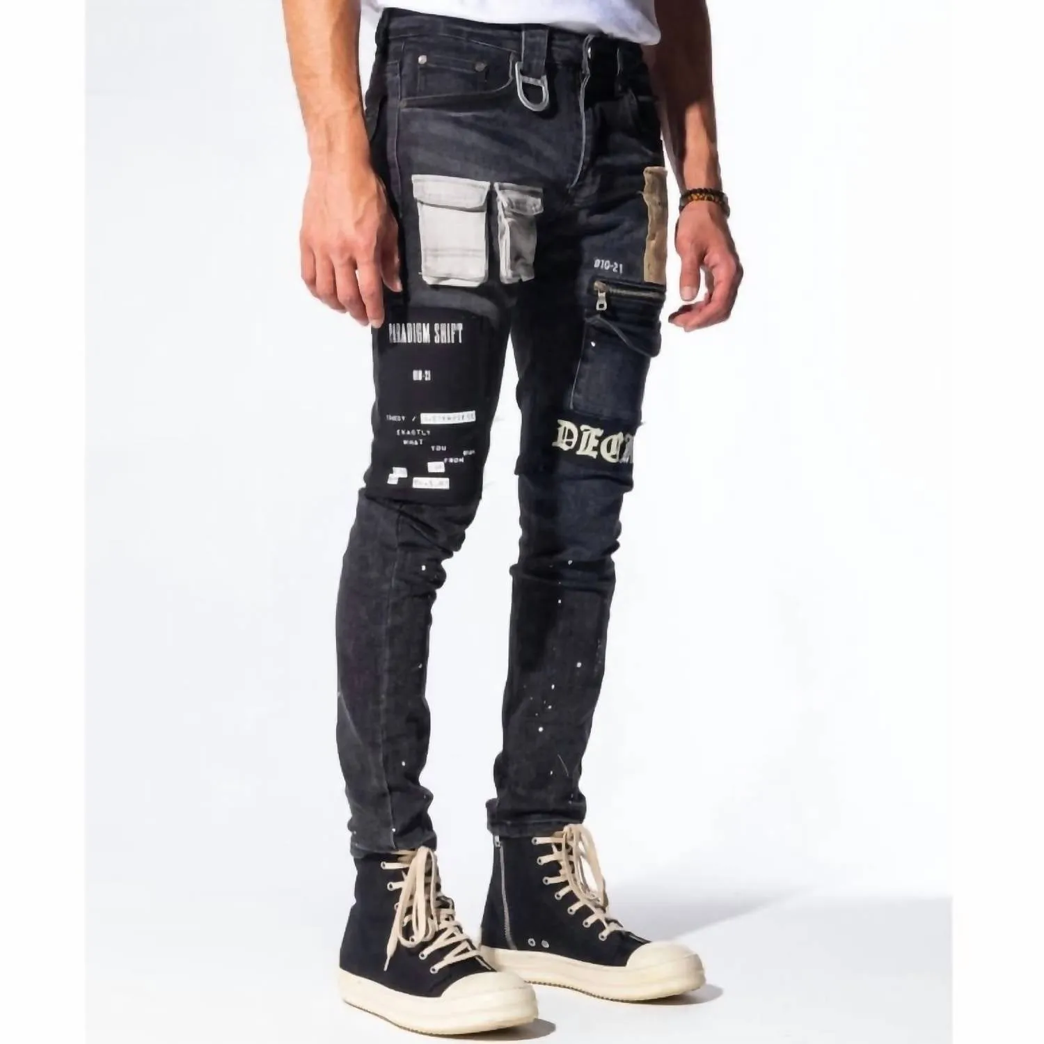 Jean délavé pour homme en noir intense/combo