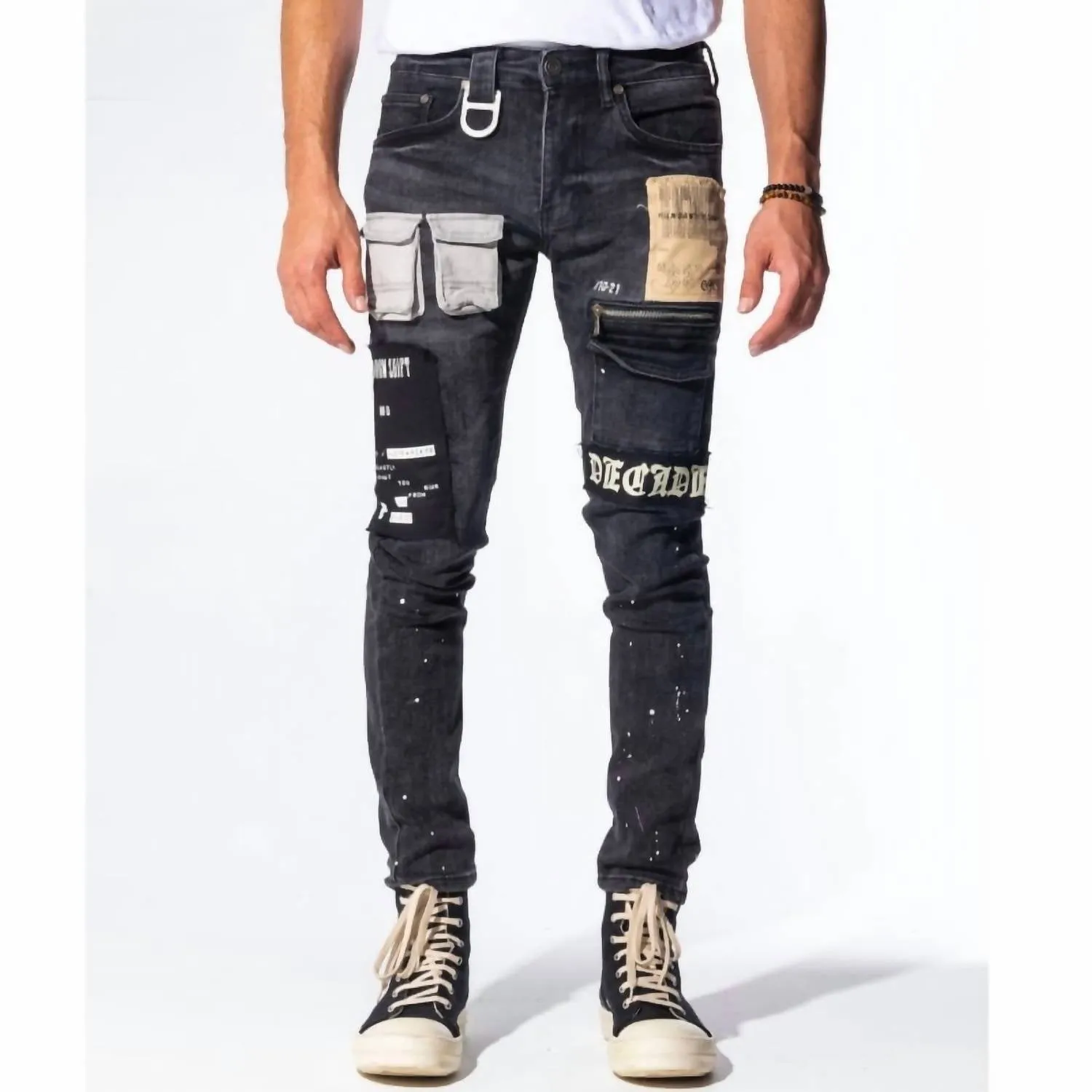 Jean délavé pour homme en noir intense/combo