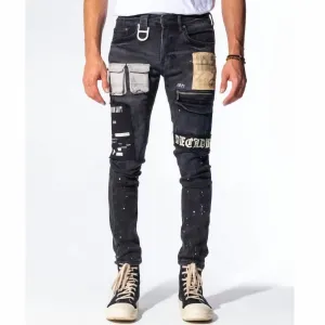 Jean délavé pour homme en noir intense/combo
