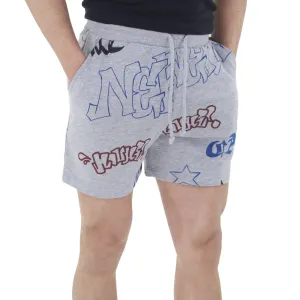 Short Homme à Imprimé Graphique, Gris