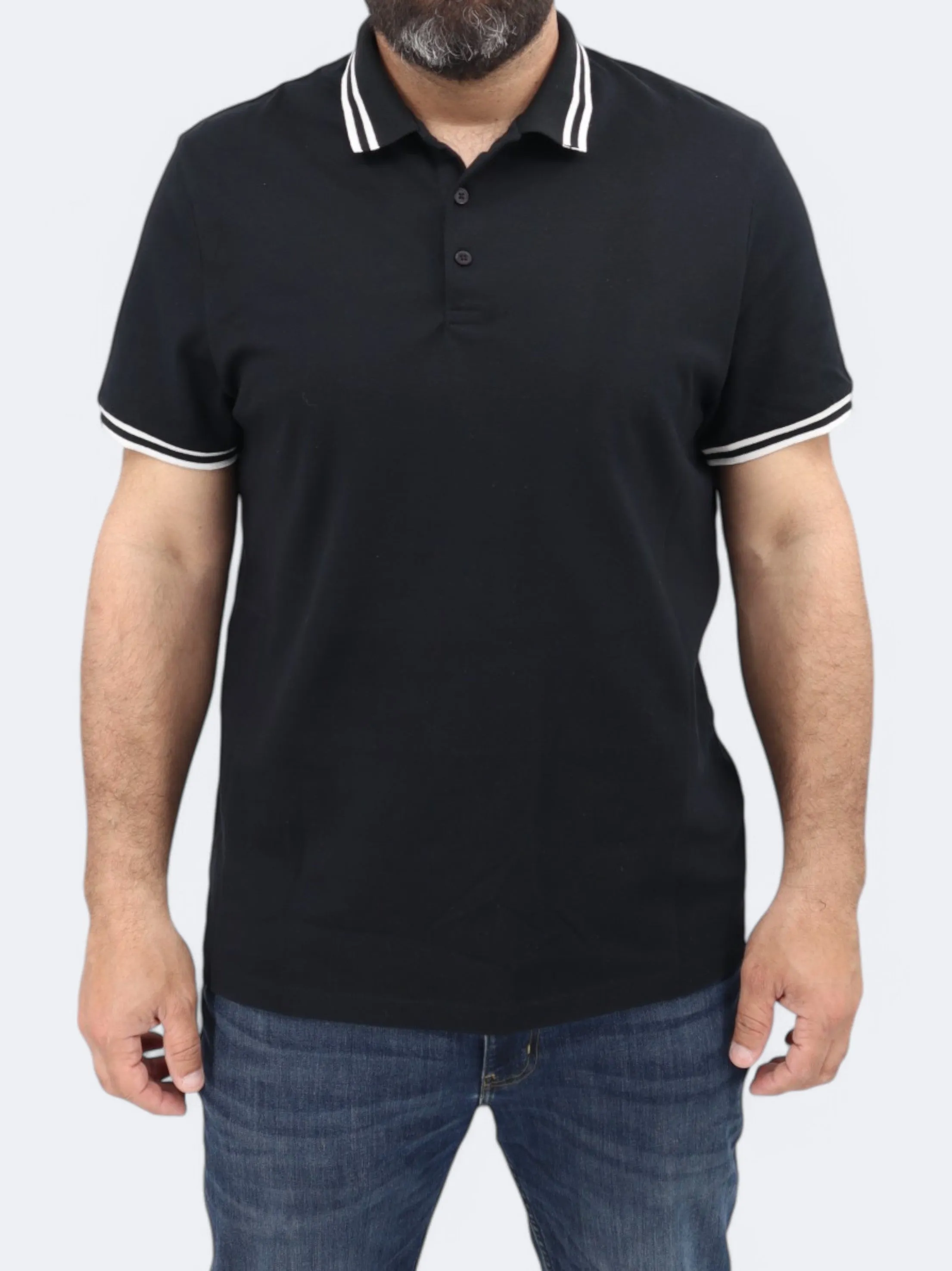 T-shirt Polo Homme Uni, Noir