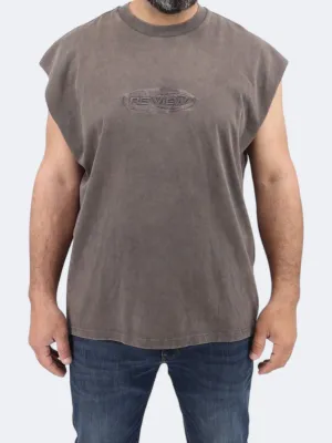 T-shirt sans manches pour homme, beige foncé