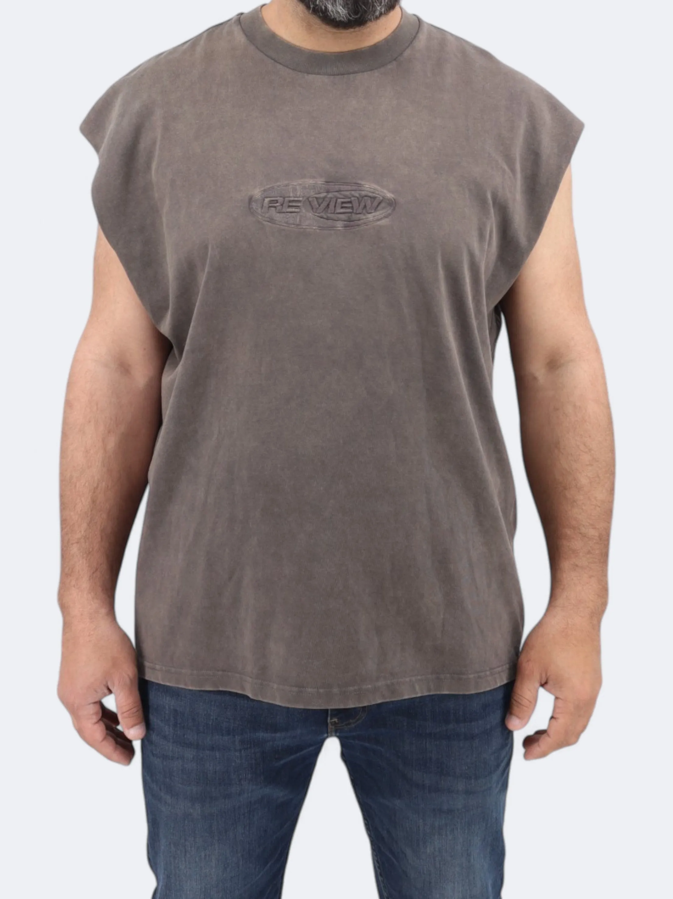 T-shirt sans manches pour homme, beige foncé