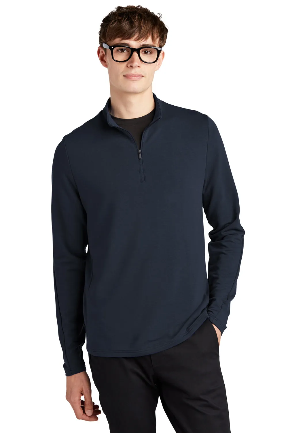 Mercer Mettle Pull Homme 1/4 Zip à Motif stretch - Bleu marine nuit