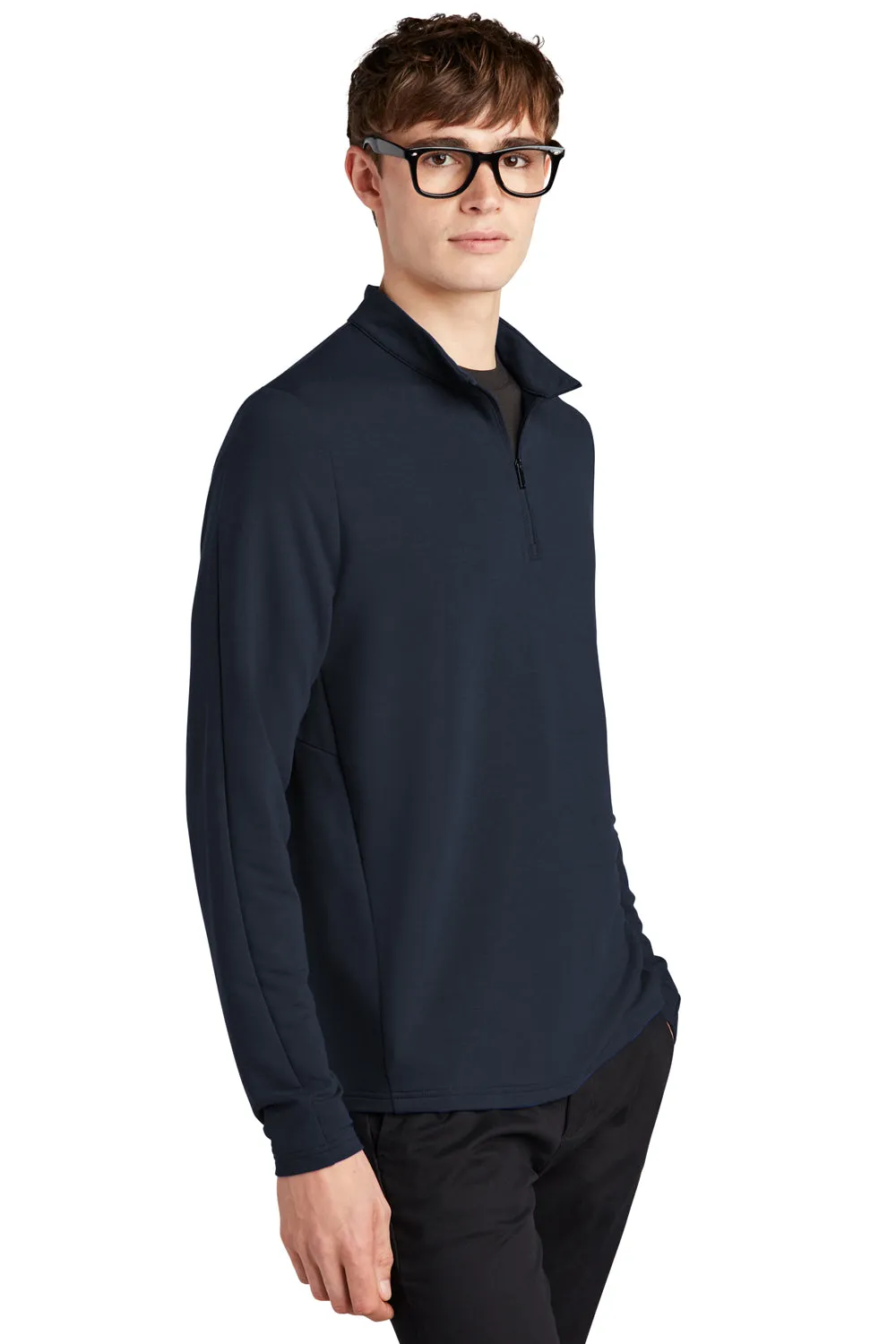Mercer Mettle Pull Homme 1/4 Zip à Motif stretch - Bleu marine nuit