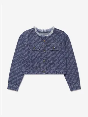 Veste en jean pour filles avec logo Michael Kors en bleu