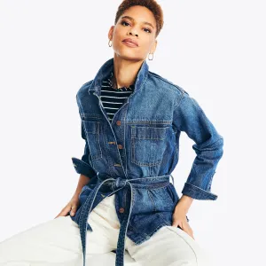 Nautica Veste Chemise Ceinturée pour Femme Nautica Jeans Co. Lavage Mer Égée Nautica