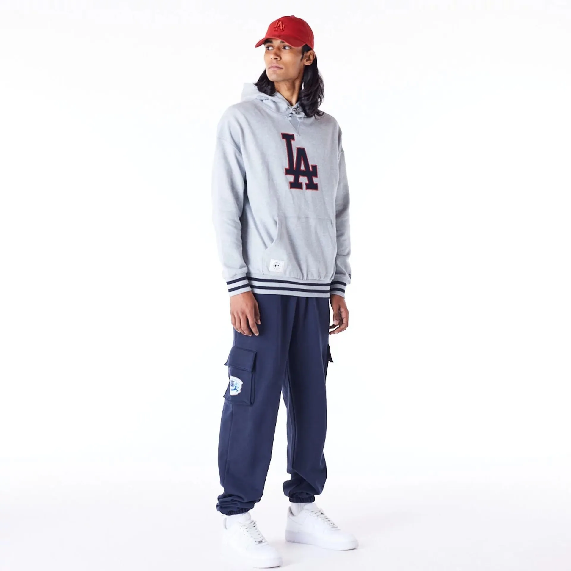Sweats à capuche et pulls à capuche New Era LA Dodgers MLB avec remplissage côtelé gris pull à capuche oversized