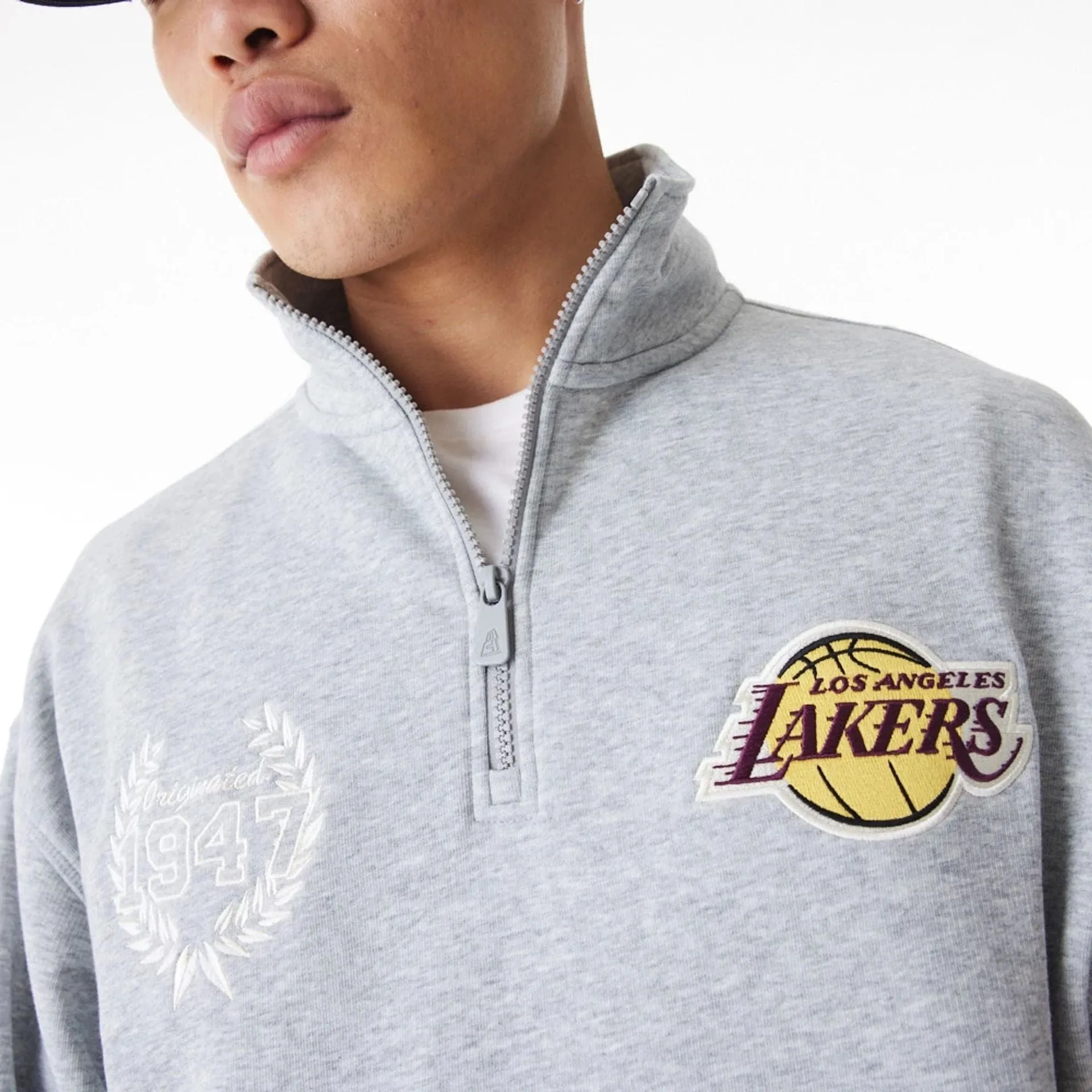Sweatshirts et hoodies New Era LA Lakers NBA Lifestyle Pull gris à zip quart