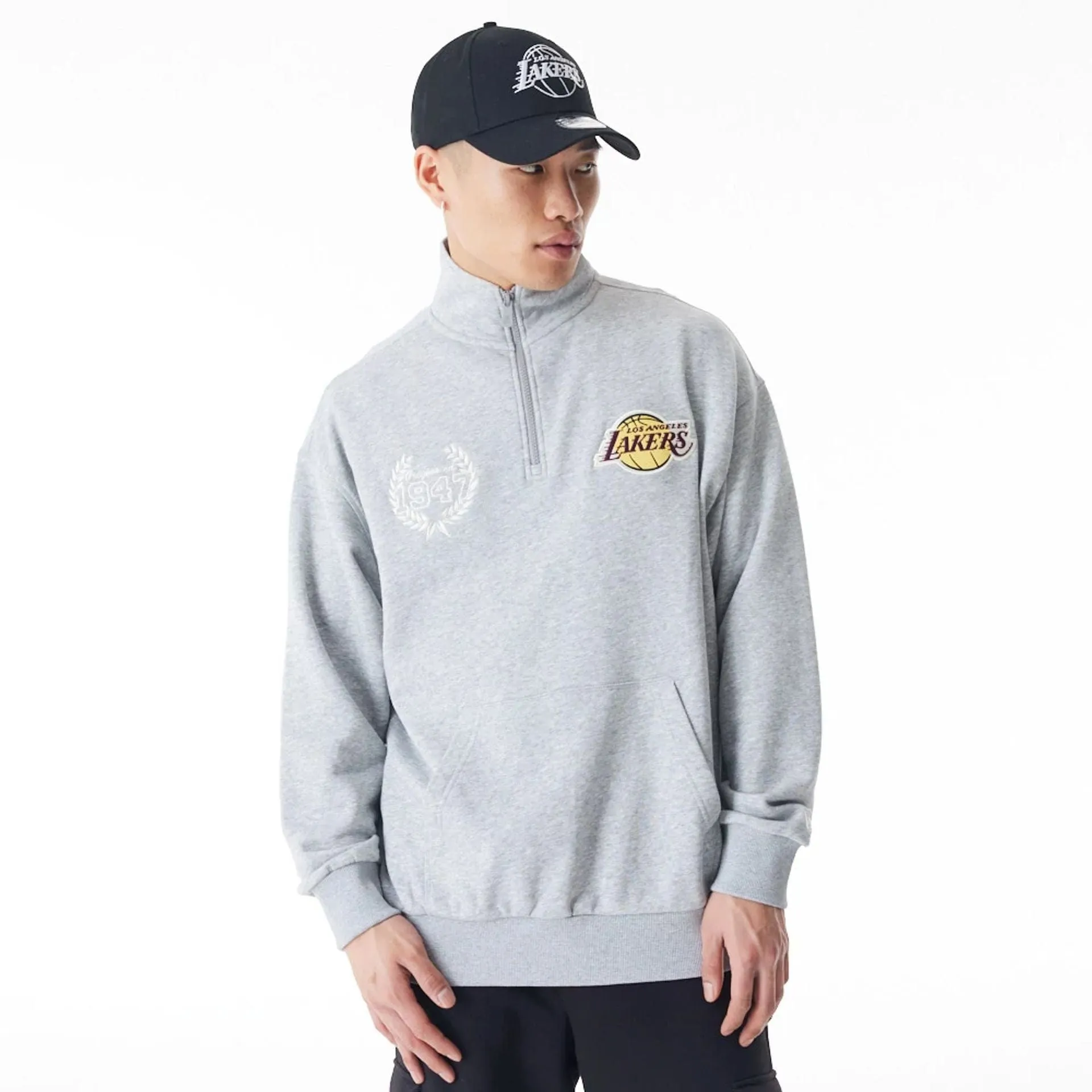 Sweatshirts et hoodies New Era LA Lakers NBA Lifestyle Pull gris à zip quart
