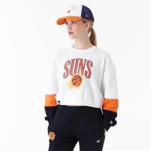 Sweatshirts et hoodies New Era Phoenix Suns pour femmes NBA Bloc de couleur Blanc Sweatshirt court à col rond