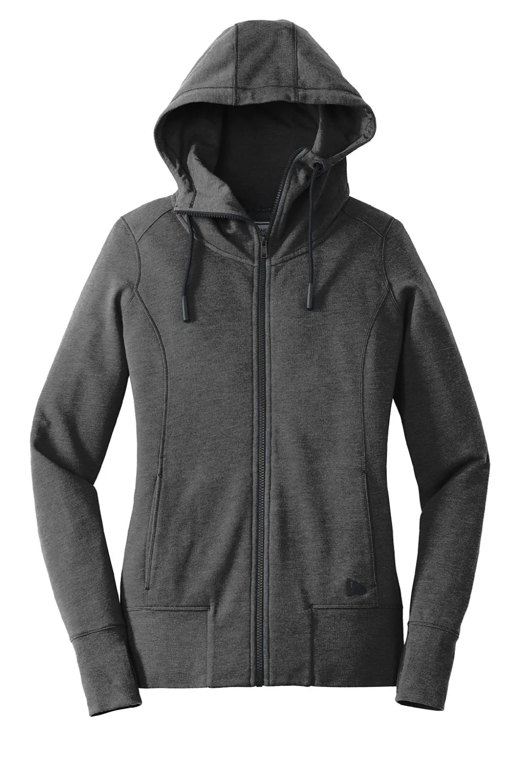 Nouvelle Ère Sweat à capuche en polaire pour femme avec fermeture éclair et poches - Noir chiné