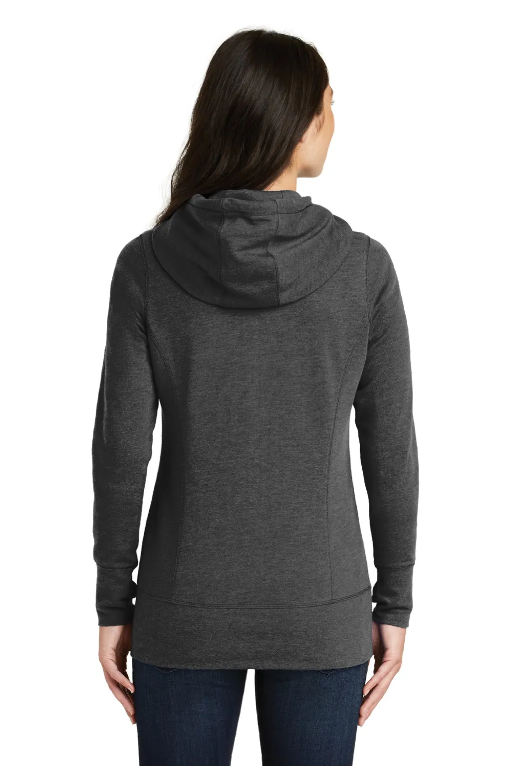 Nouvelle Ère Sweat à capuche en polaire pour femme avec fermeture éclair et poches - Noir chiné