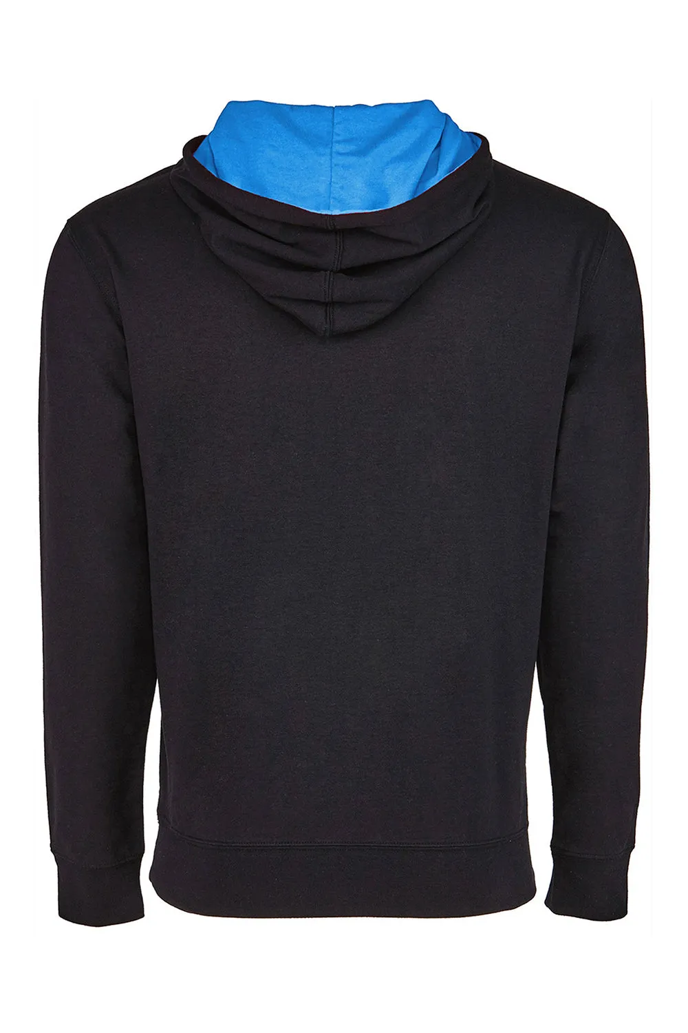 Sweat à capuche en molleton français pour hommes de niveau supérieur avec poche kangourou - Noir/Bleu turquoise