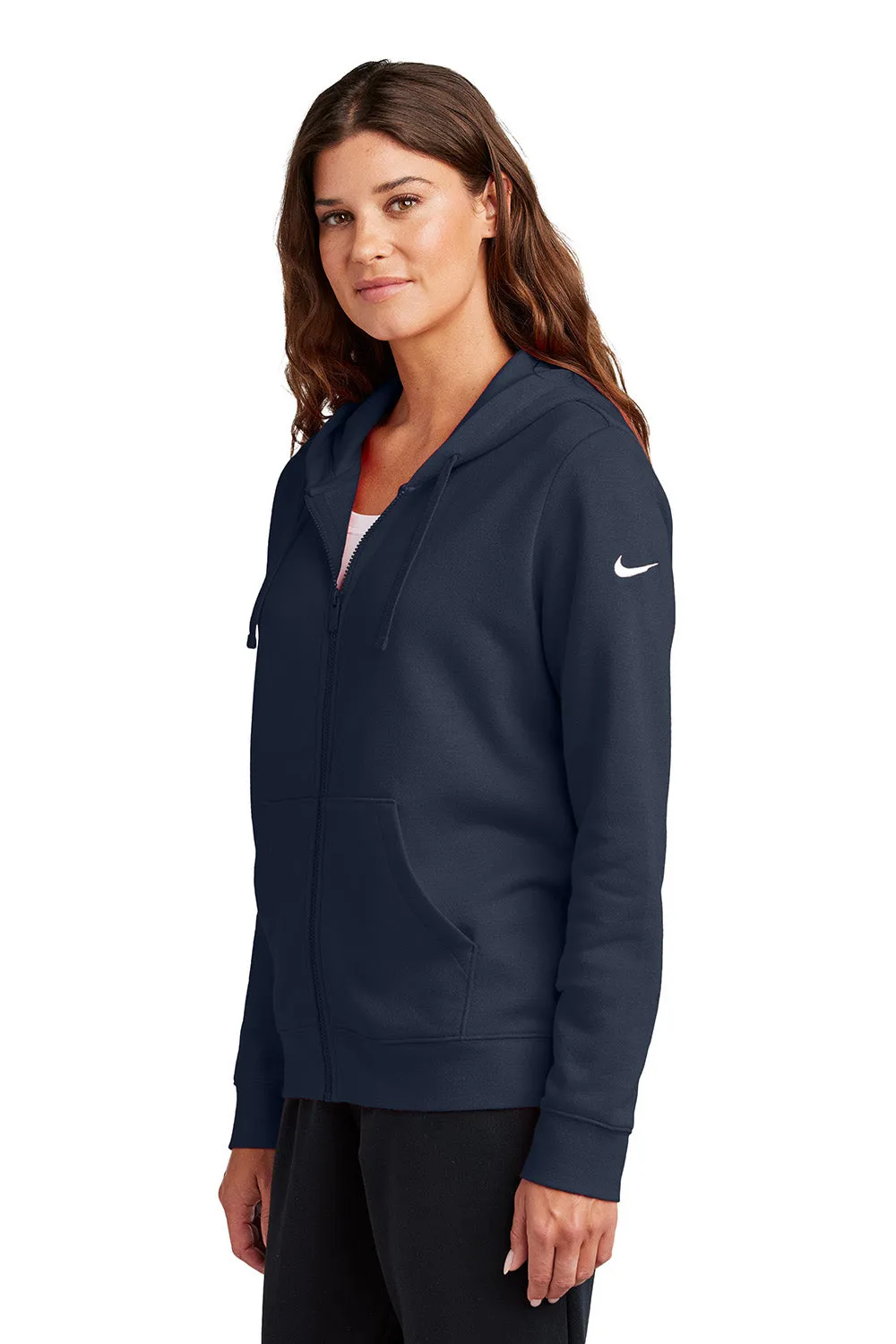 Nike Sweat à capuche pour femme en polaire avec fermeture éclair complète et poches - Bleu marine minuit