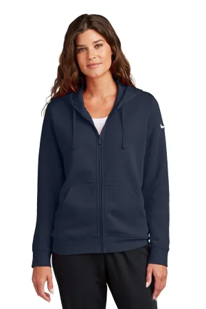 Nike Sweat à capuche pour femme en polaire avec fermeture éclair complète et poches - Bleu marine minuit