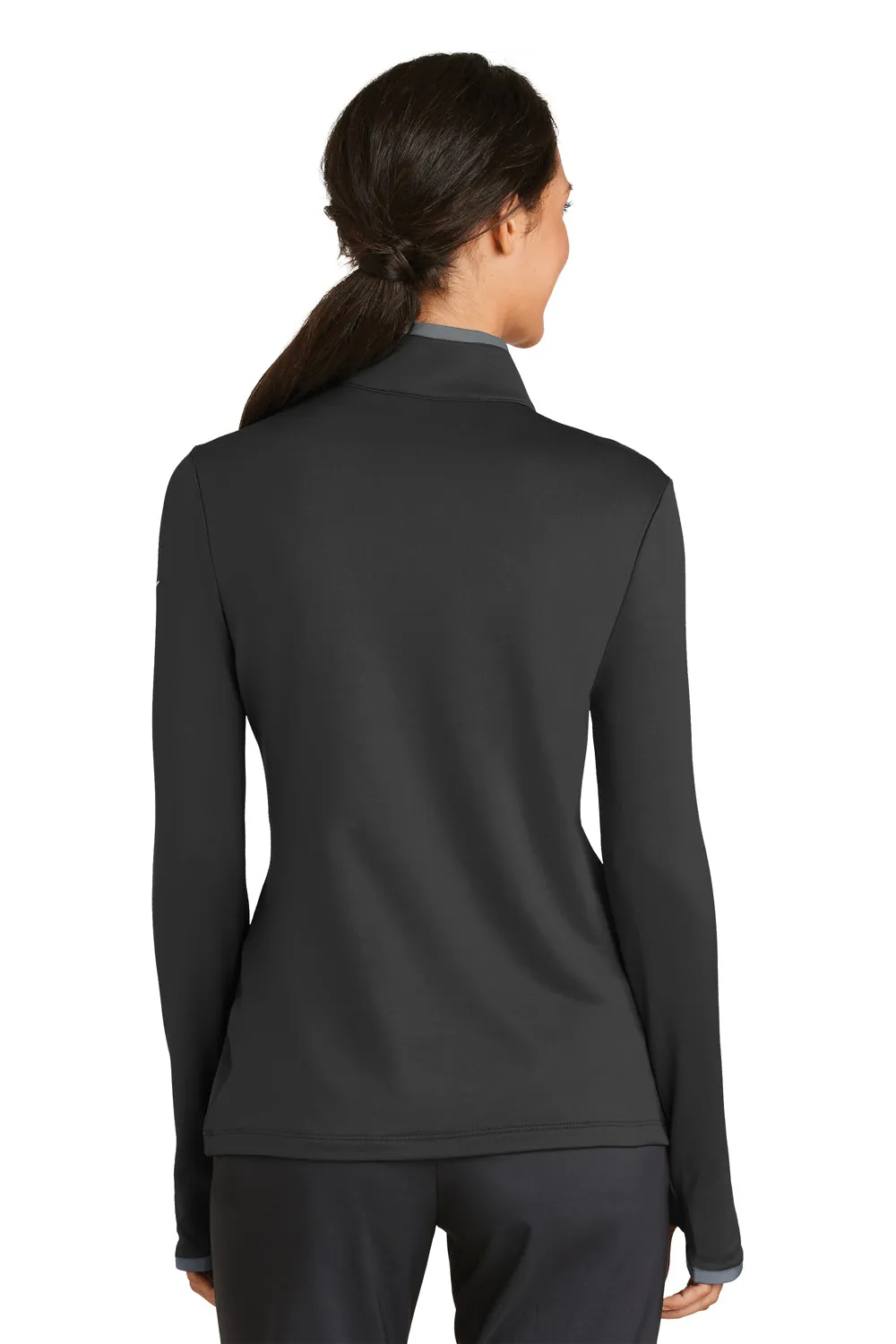 Nike Femmes Dri-Fit Sweat à Capuche 1/4 Zip Évacuation de l'Humidité - Noir/Gris Foncé