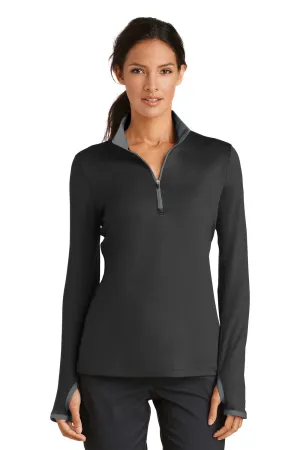Nike Femmes Dri-Fit Sweat à Capuche 1/4 Zip Évacuation de l'Humidité - Noir/Gris Foncé