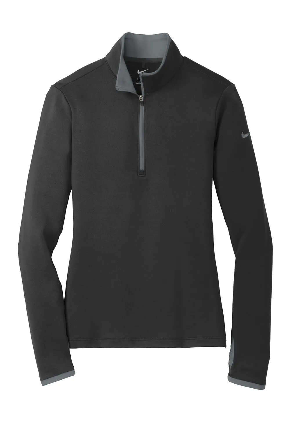 Nike Femmes Dri-Fit Sweat à Capuche 1/4 Zip Évacuation de l'Humidité - Noir/Gris Foncé