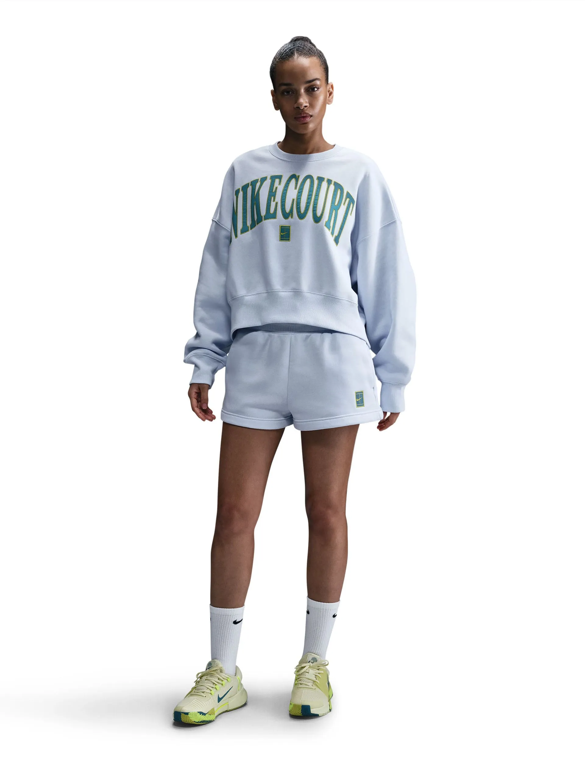 NikeCourt Heritage Phoenix Sweat à capuche surdimensionné - Gris Football/High Voltage/Teal Minéral