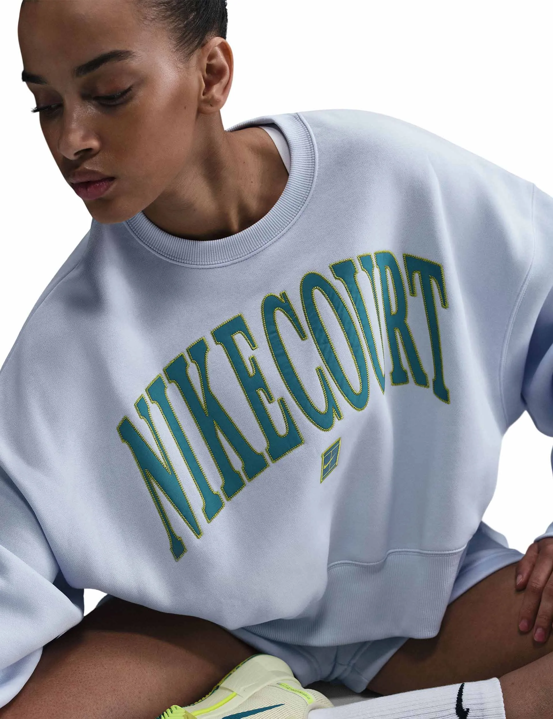 NikeCourt Heritage Phoenix Sweat à capuche surdimensionné - Gris Football/High Voltage/Teal Minéral