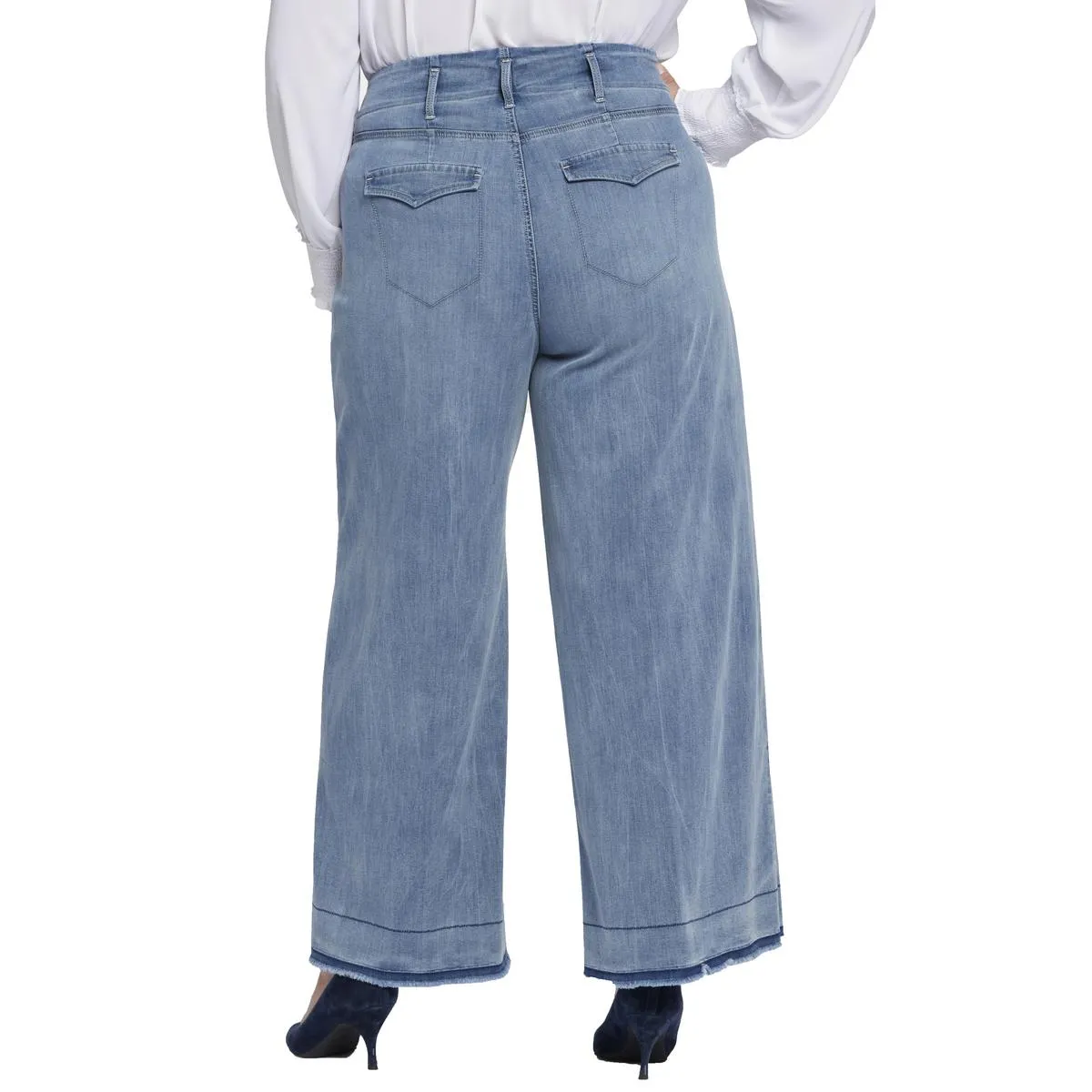 NYDJ Femmes Plus Mona Jeans larges à ourlet effiloché en denim