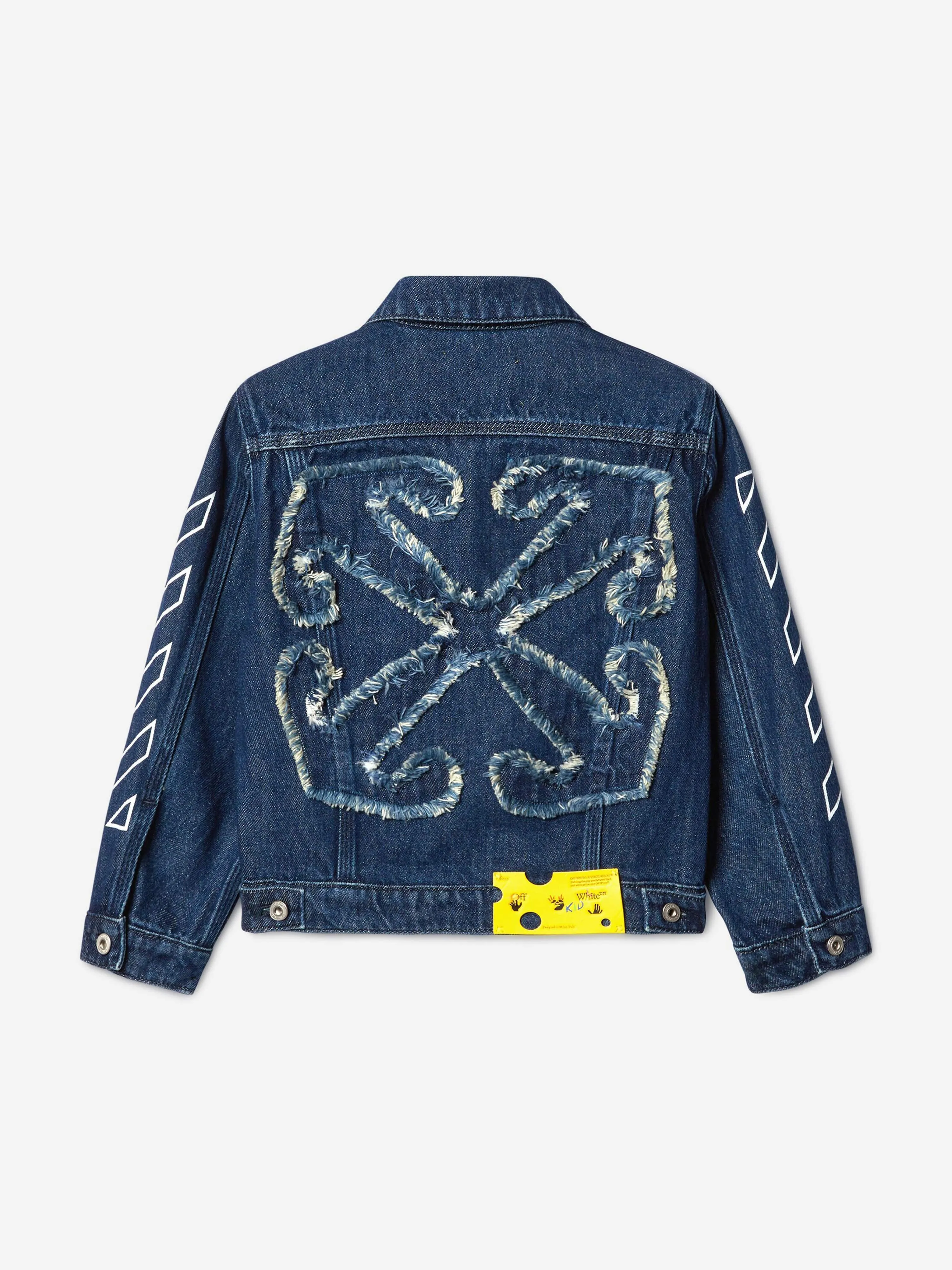 Veste en jean patchwork littéraire Off-White pour garçons en bleu