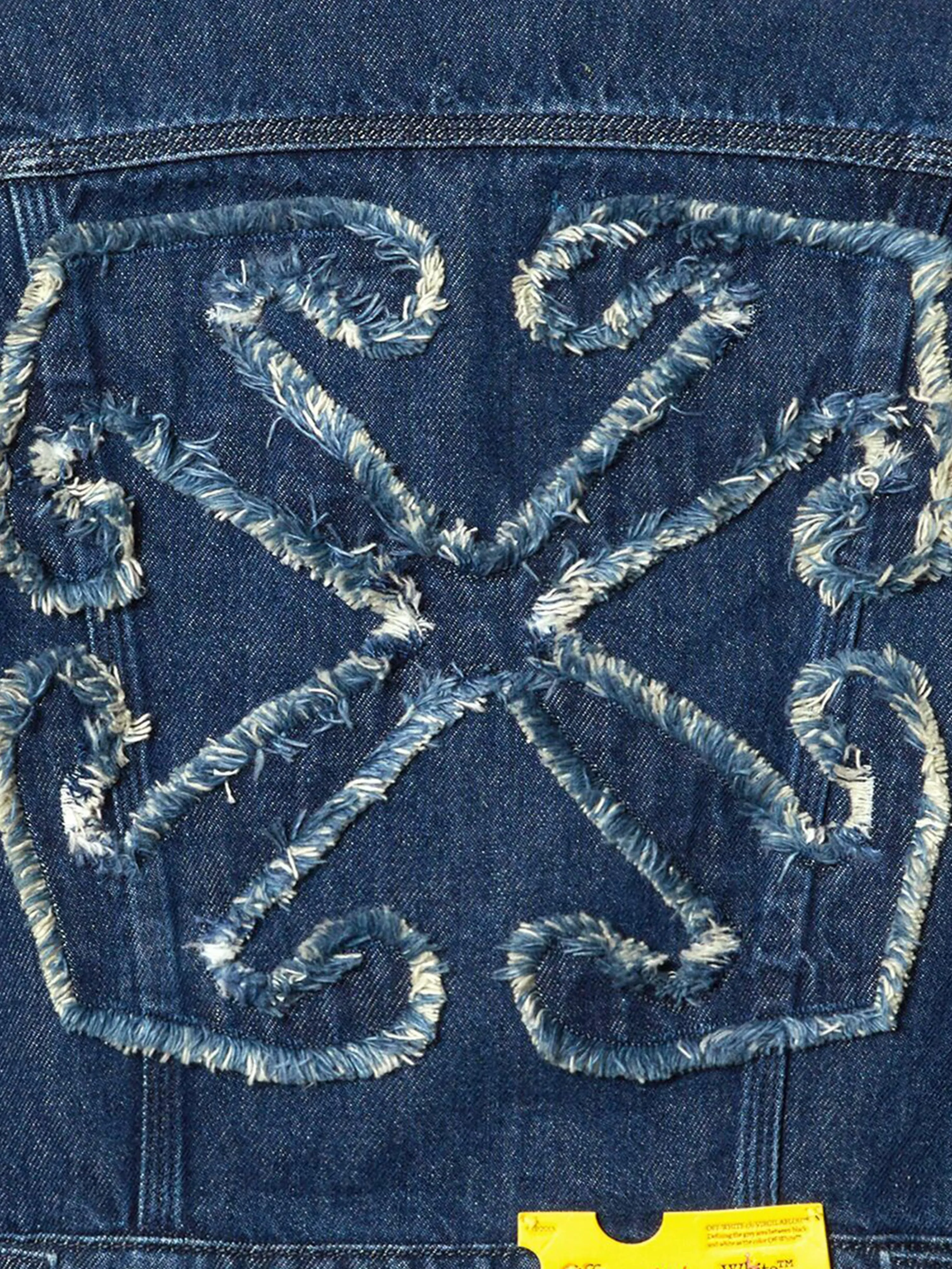 Veste en jean patchwork littéraire Off-White pour garçons en bleu
