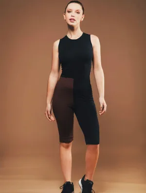 Combinaison courte de cyclisme en coton biologique | Noir & Marron