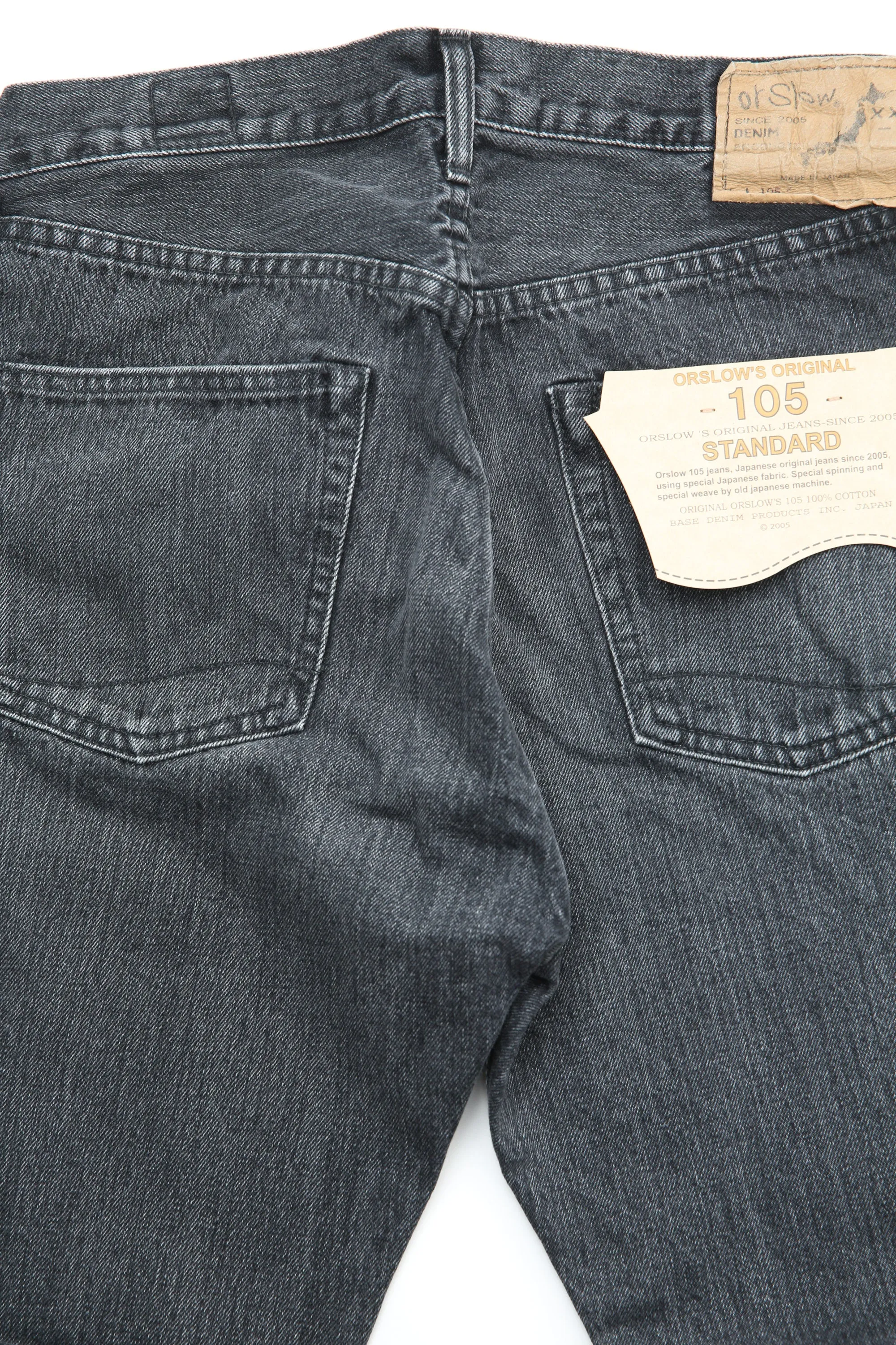 orSlow 105 STANDARD SELVEDGE - JEAN EN DENIM NOIR PIERRE