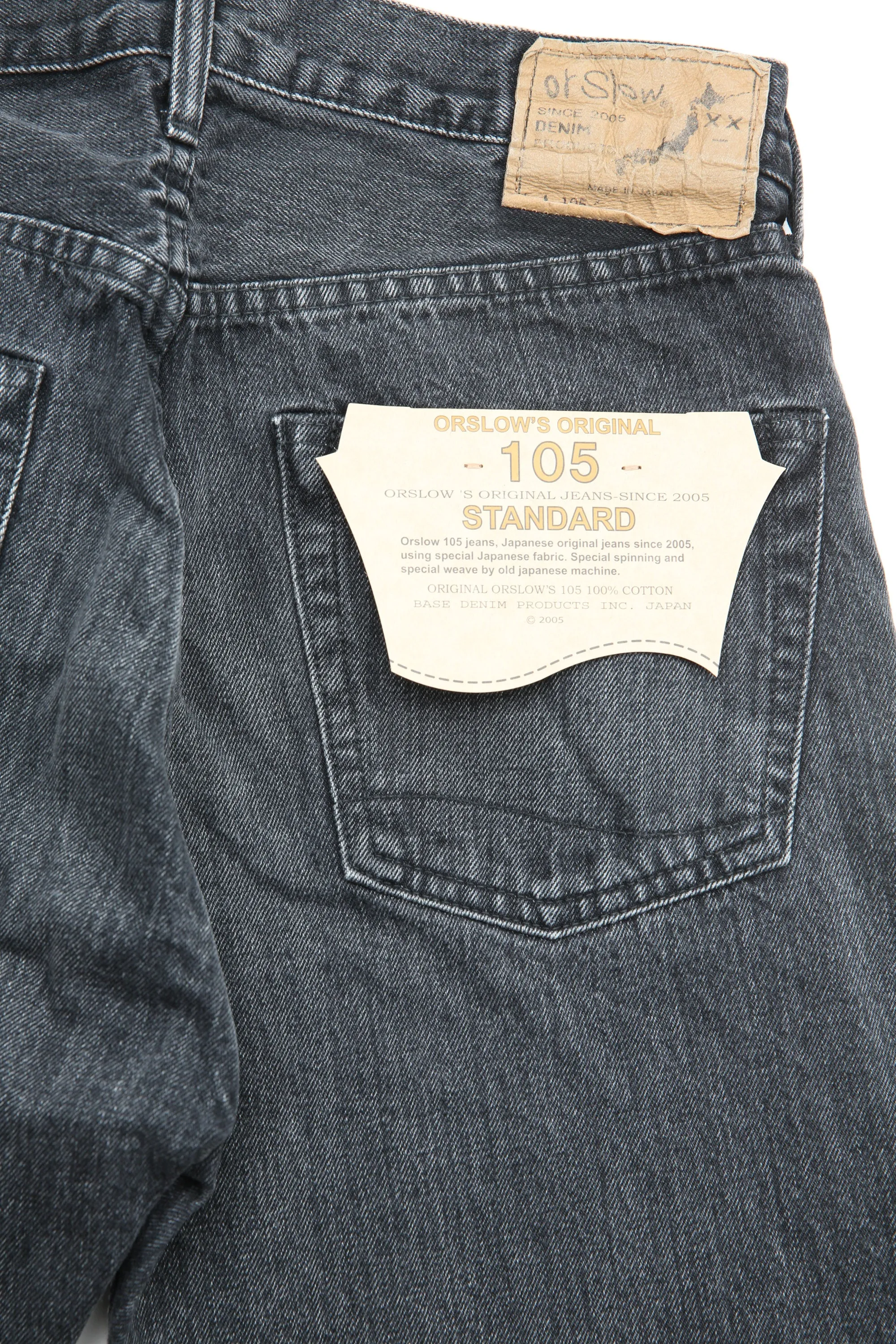 orSlow 105 STANDARD SELVEDGE - JEAN EN DENIM NOIR PIERRE