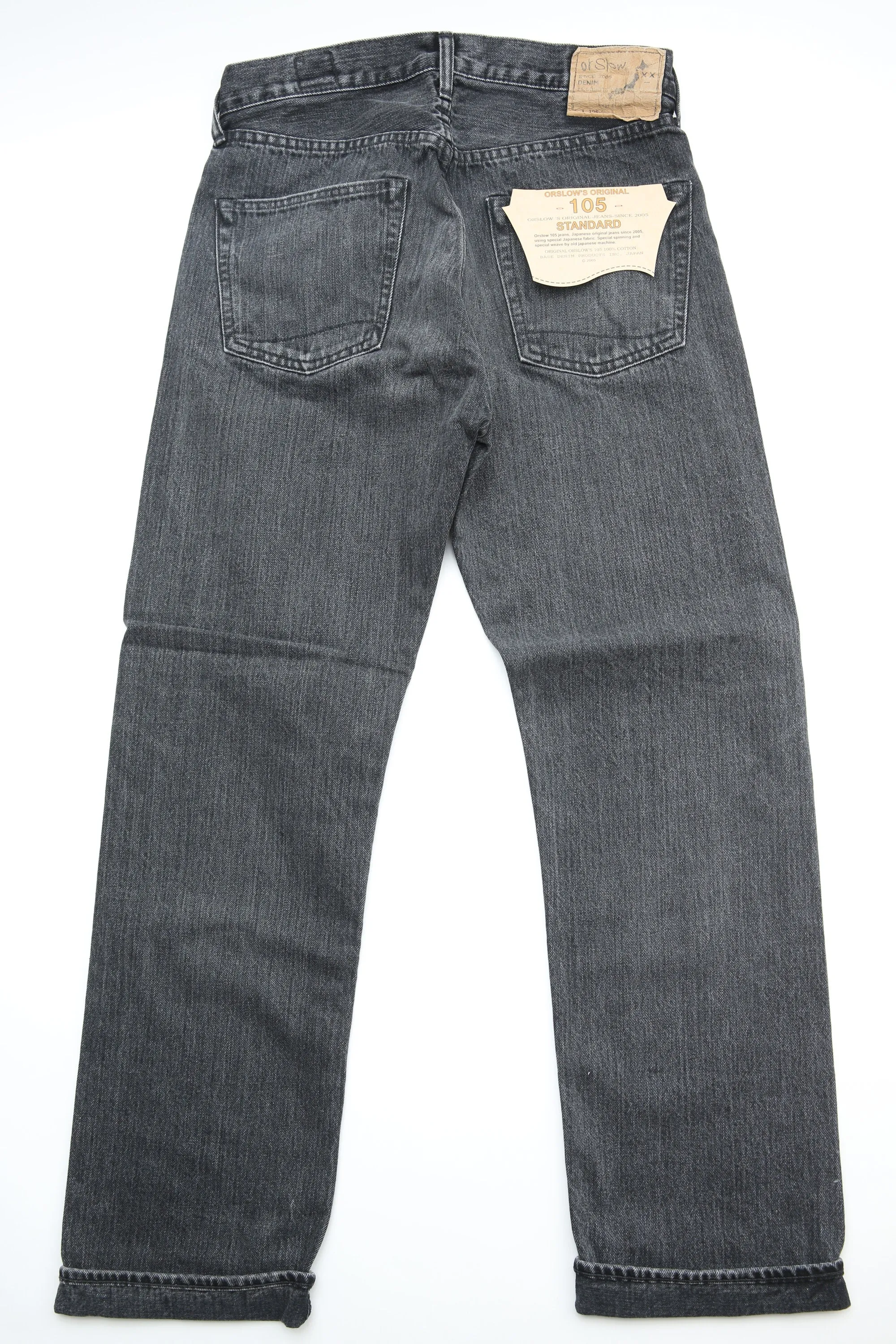 orSlow 105 STANDARD SELVEDGE - JEAN EN DENIM NOIR PIERRE