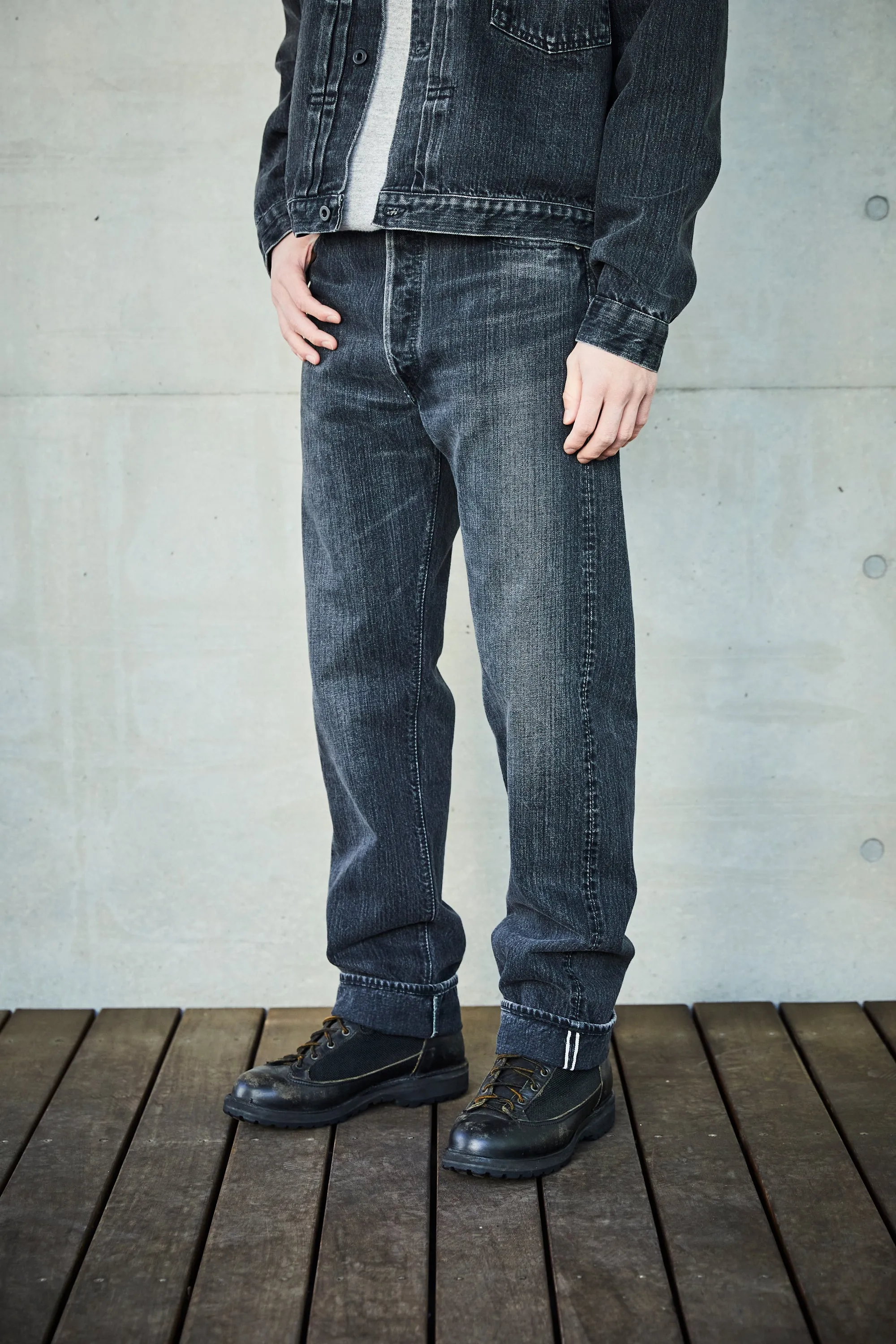 orSlow 105 STANDARD SELVEDGE - JEAN EN DENIM NOIR PIERRE