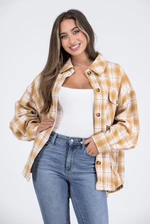 Veste chemise à carreaux oversize pour femme Outside Looking Pretty